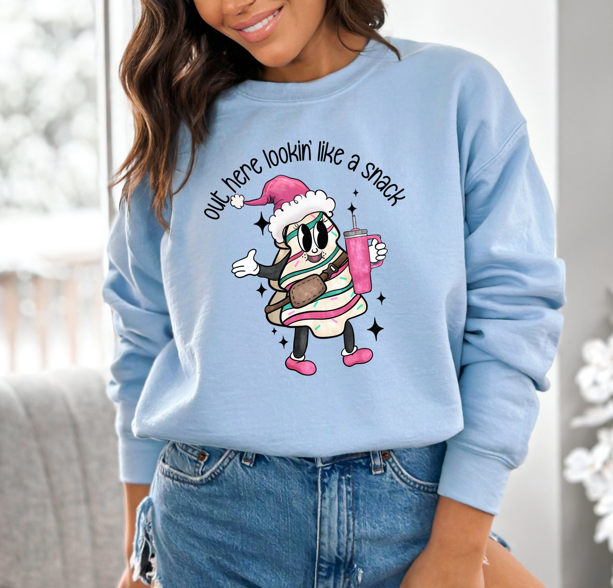 Christmas Tree Cake Snack Sweatshirt - Festive Holiday Attire for Foodies! image 4