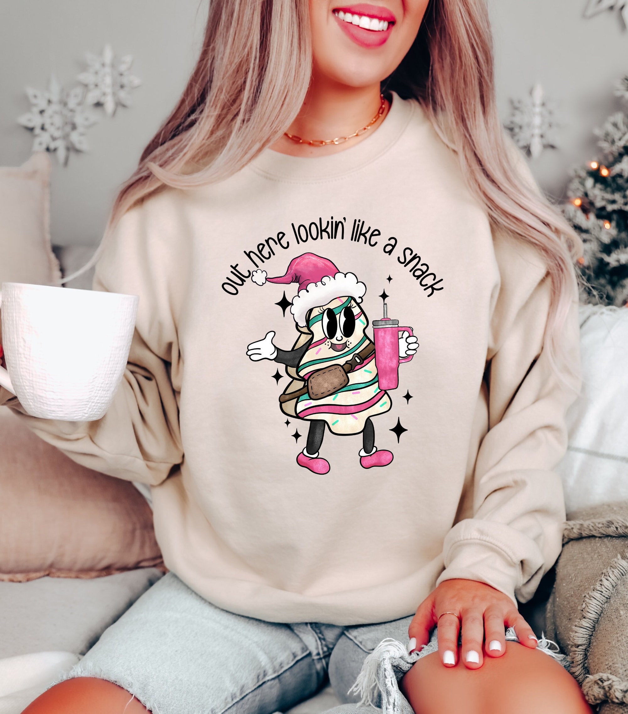 Christmas Tree Cake Snack Sweatshirt - Festive Holiday Attire for Foodies! image 1