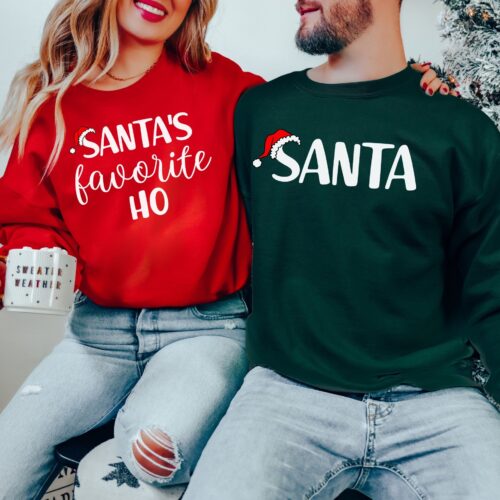 Santa and Santa's Favorite Ho Sweatshirt - Fun Christmas Duo image 0