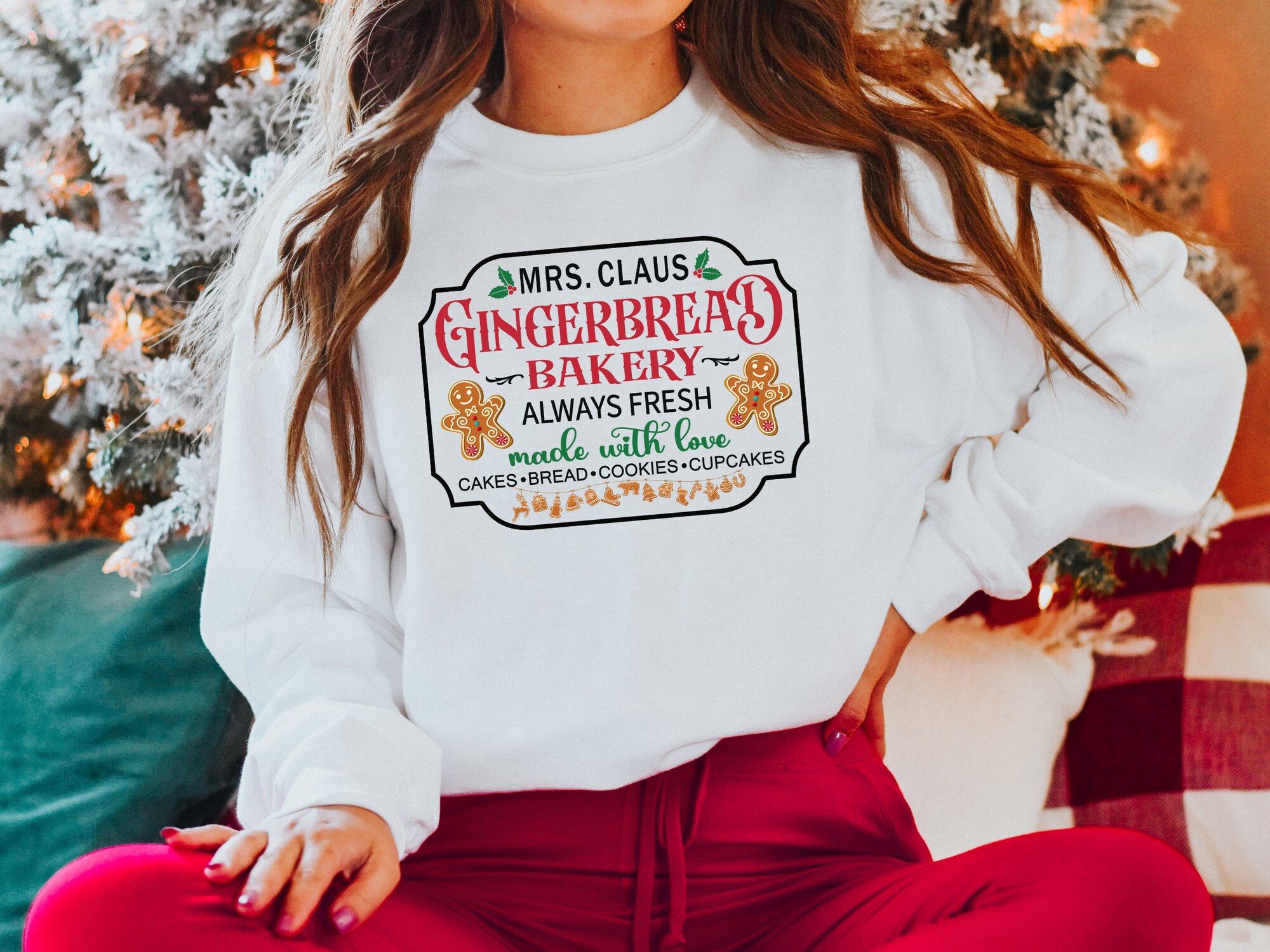 Mrs. Claus Gingerbread Sweater: Vintage Christmas Crewneck for Women image 1