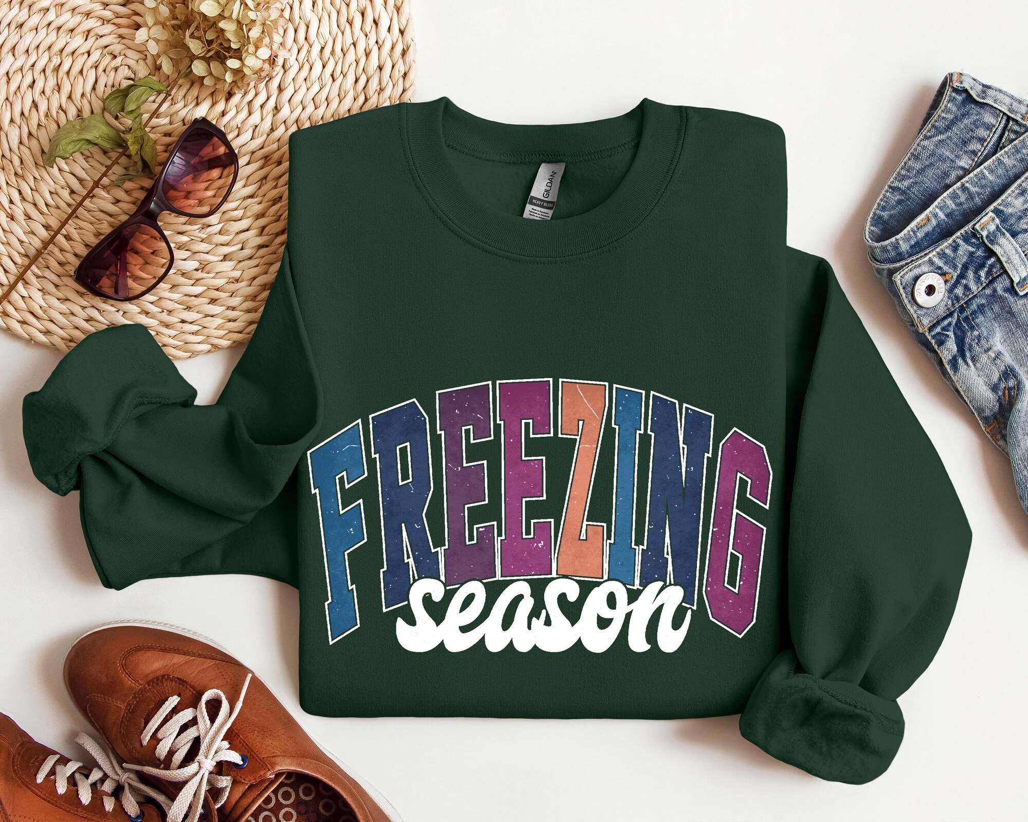 Freezin' Season Shirt | Winter and Christmas Tee Merry Christmas Gift image 0