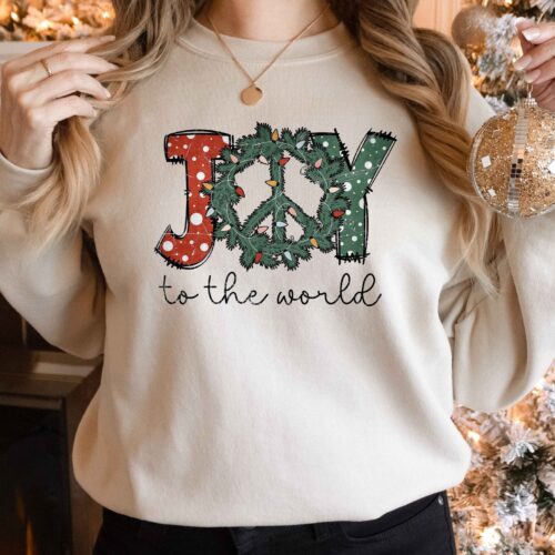 Joy to the World Sweatshirts: Christmas Gift Peace Women's Holiday Tee image 0