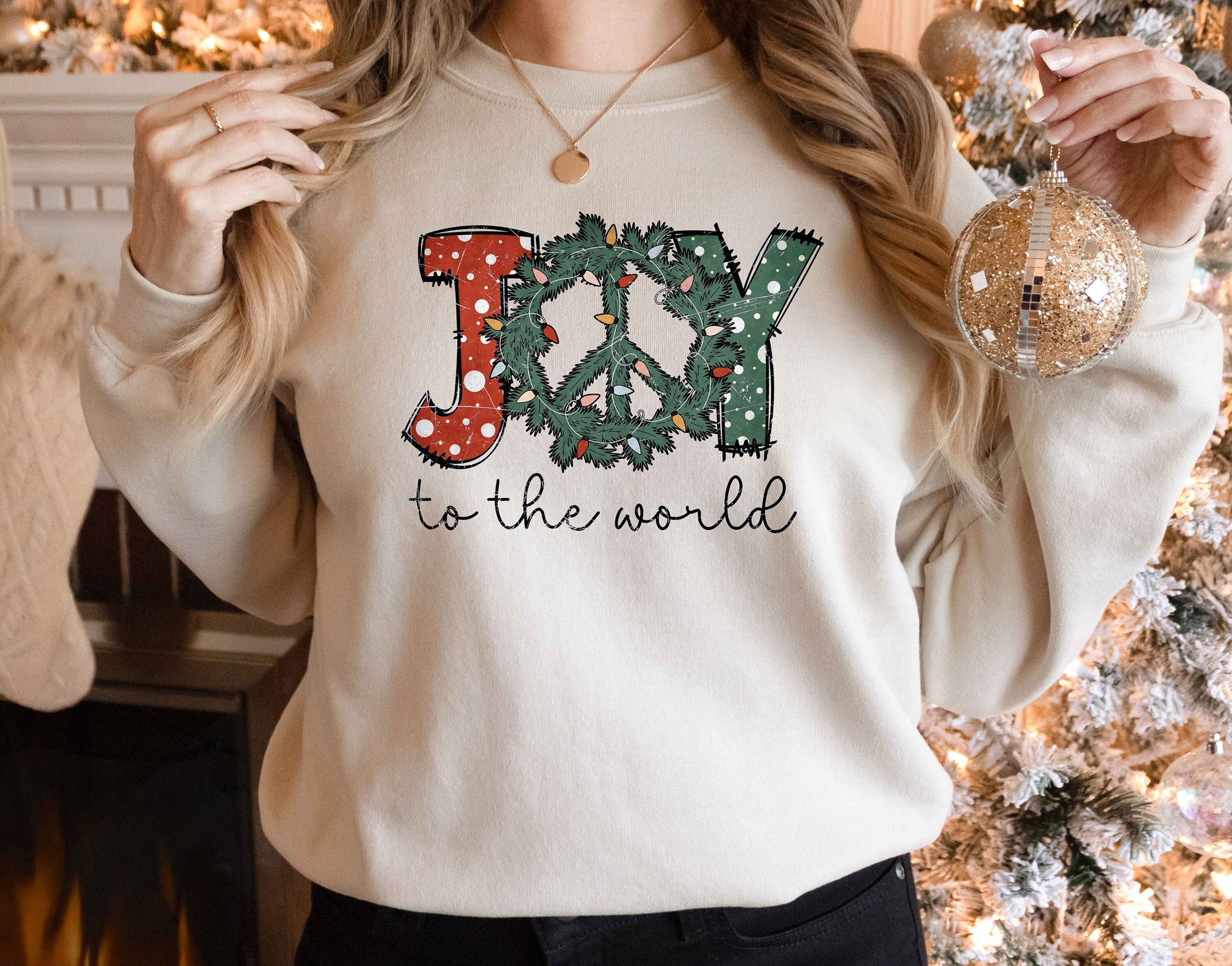 Joy to the World Sweatshirts: Christmas Gift Peace Women's Holiday Tee image 0