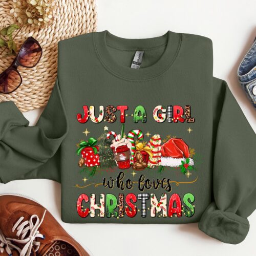 Just A Girl Who Loves Christmas Sweatshirt: Tis The Season Holiday Gift image 0