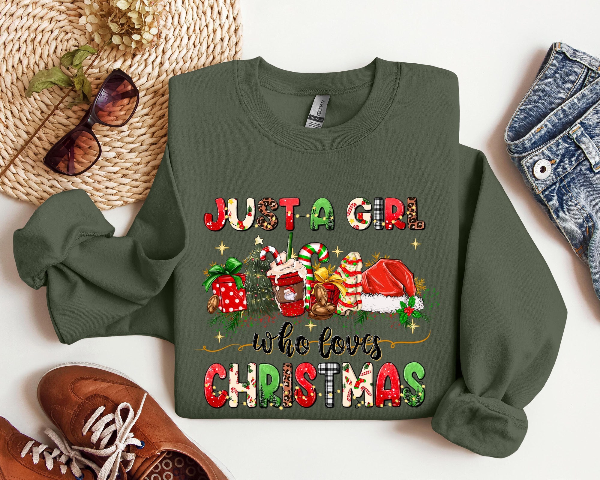 Just A Girl Who Loves Christmas Sweatshirt: Tis The Season Holiday Gift image 0