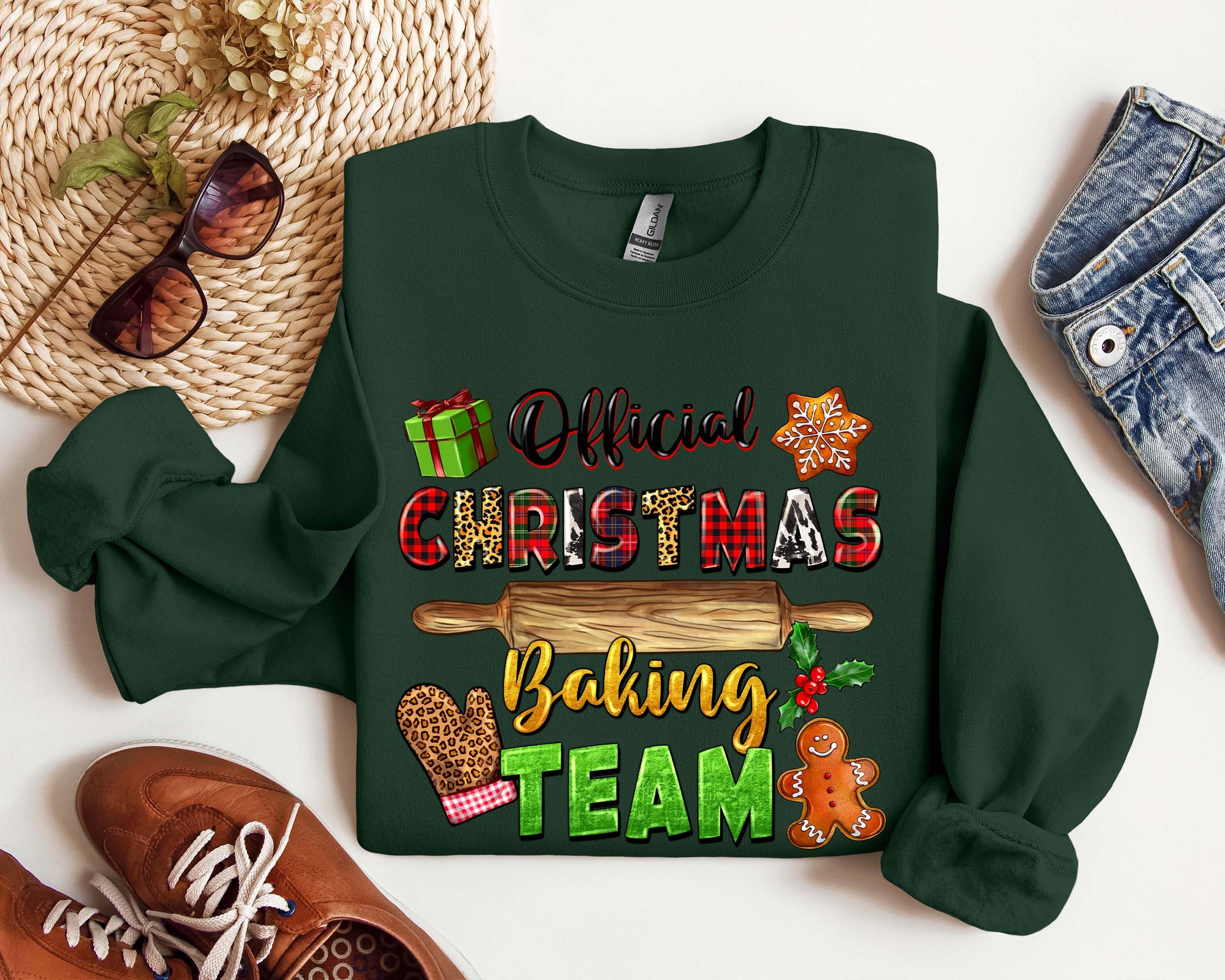 Christmas Baking Team Sweatshirt: Bright Spirits Family Matching Tee image 1