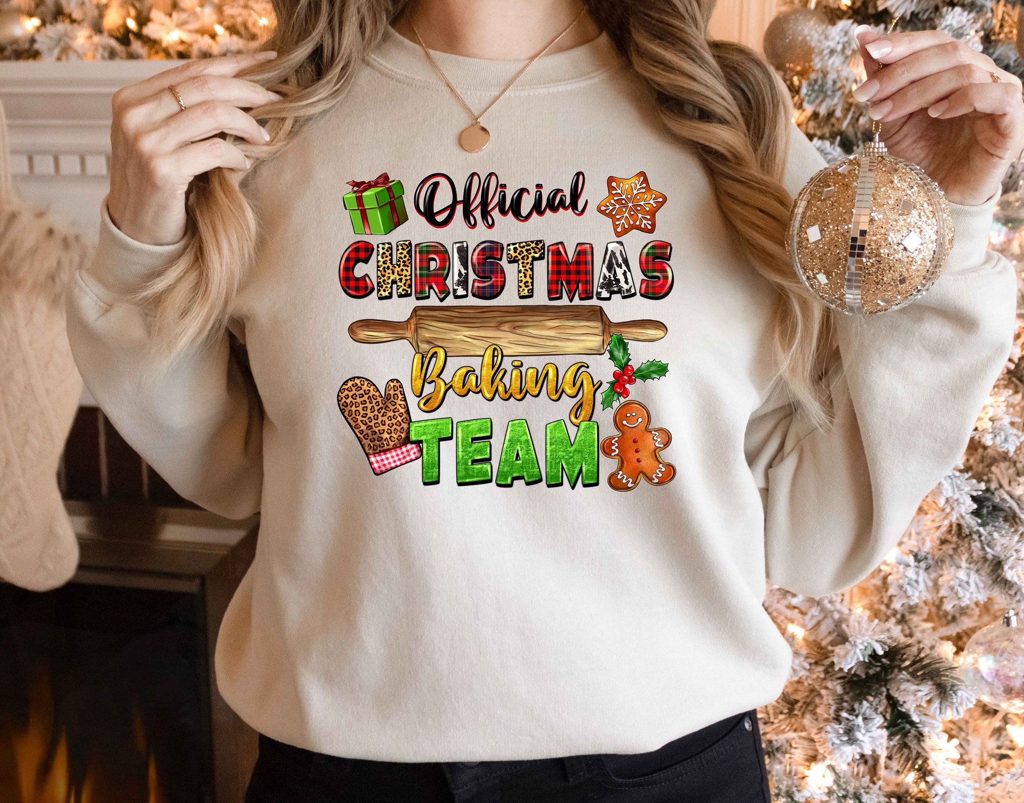 Christmas Baking Team Sweatshirt: Bright Spirits Family Matching Tee image 0