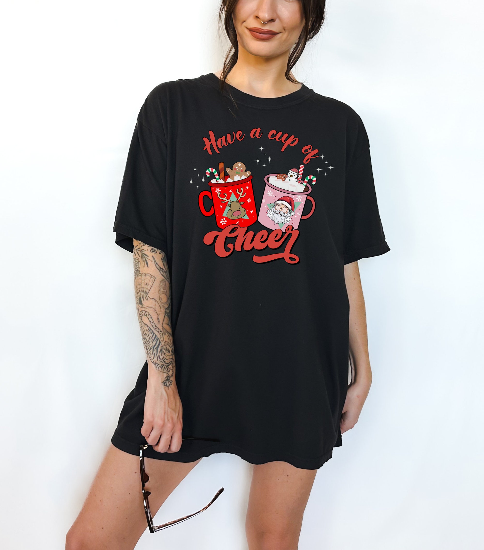 Vintage Cup of Cheer Christmas & Gingerbread Graphic Tee image 2