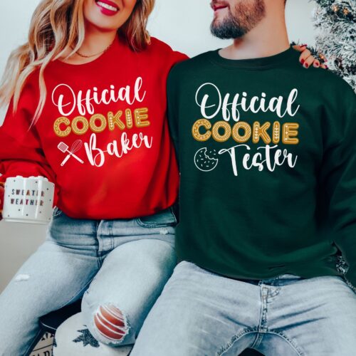 Official Cookie Baker Couples Matching Sweatshirts Christmas Humor Funny Saying image 0