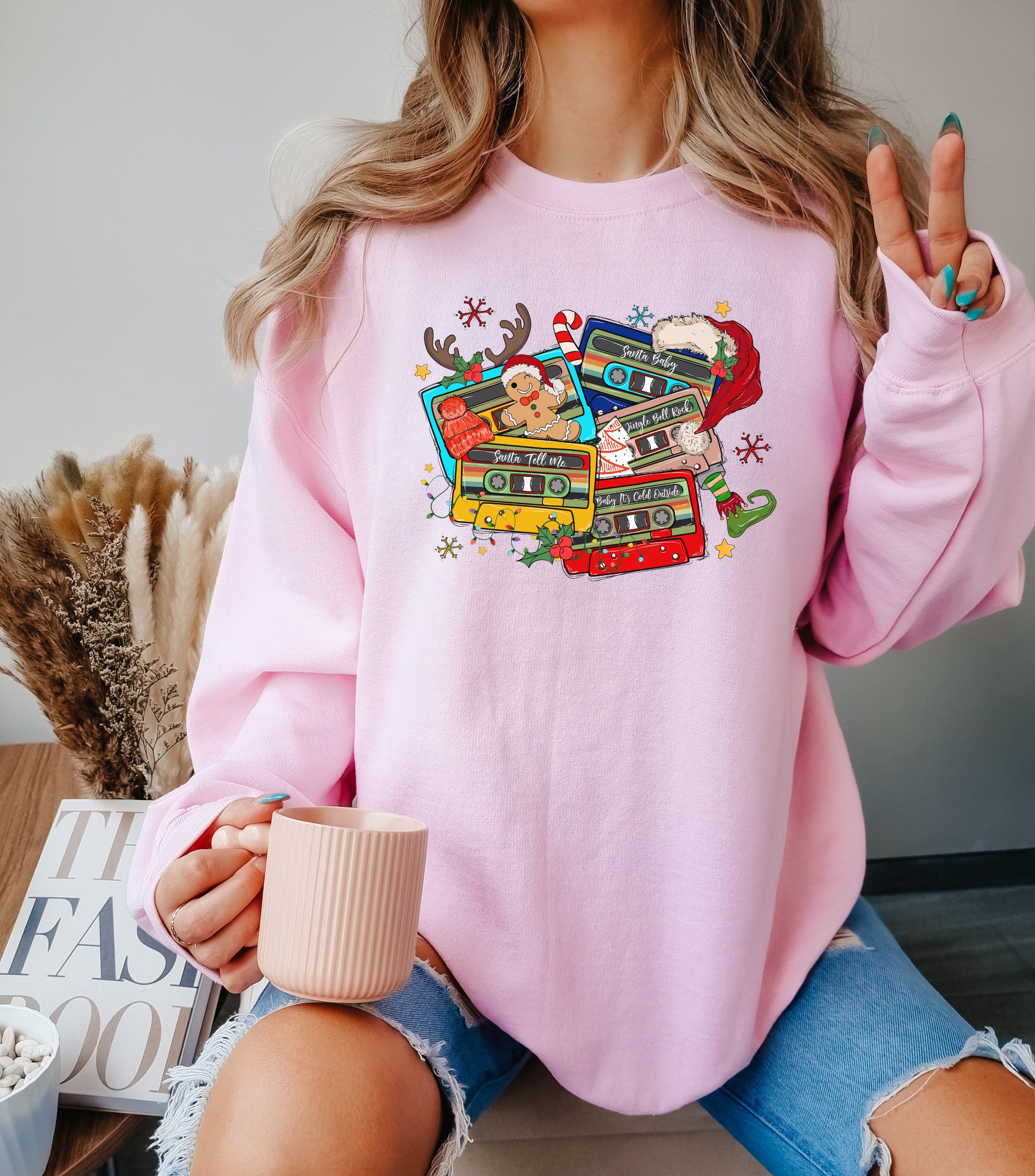 Retro Christmas Music Cassette Tapes Sweatshirt - Party & Gift Tee image 5