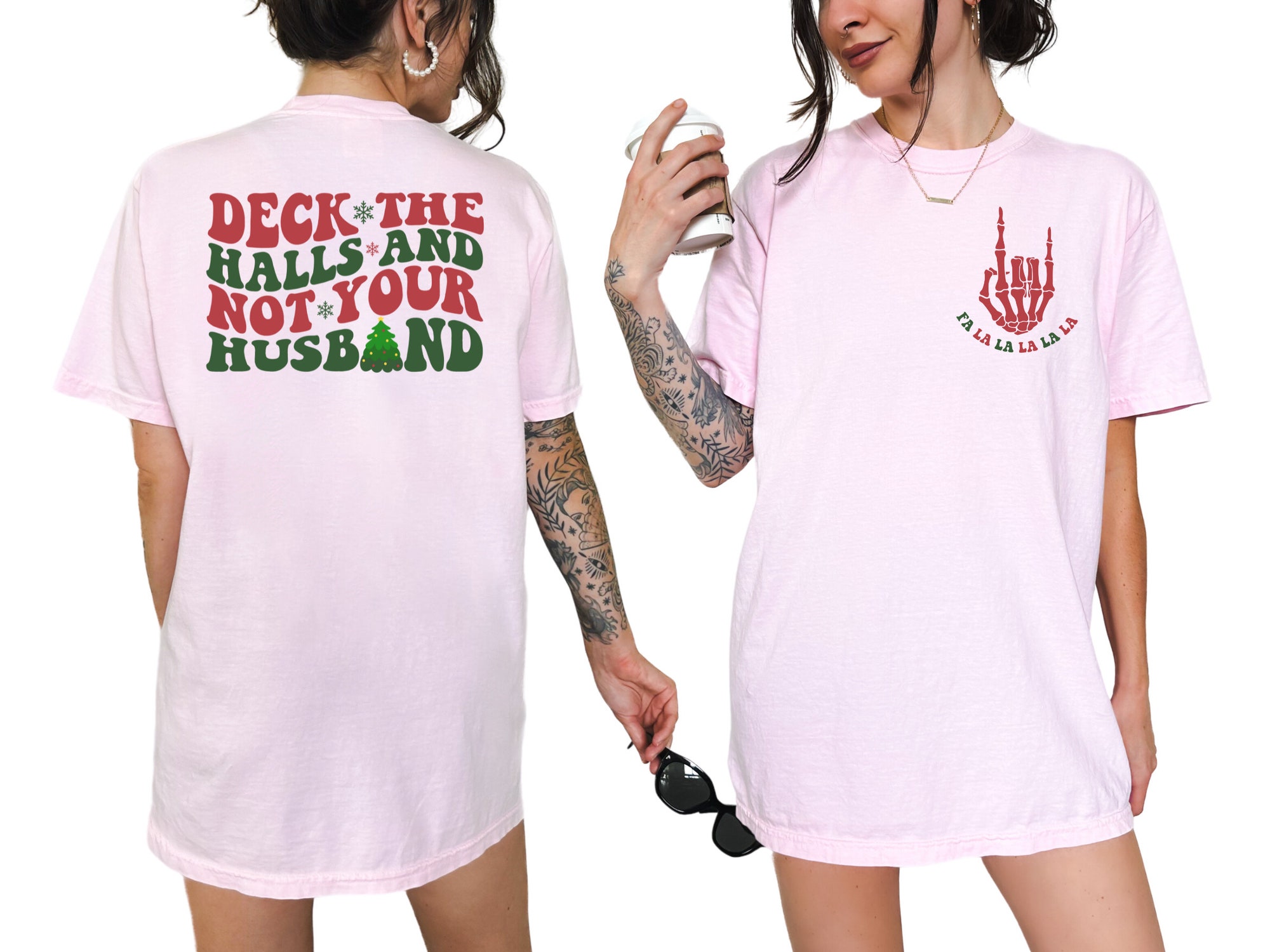 "Deck The Halls Not Your Husband Shirt - Christmas Wife Mrs Claus" image 2