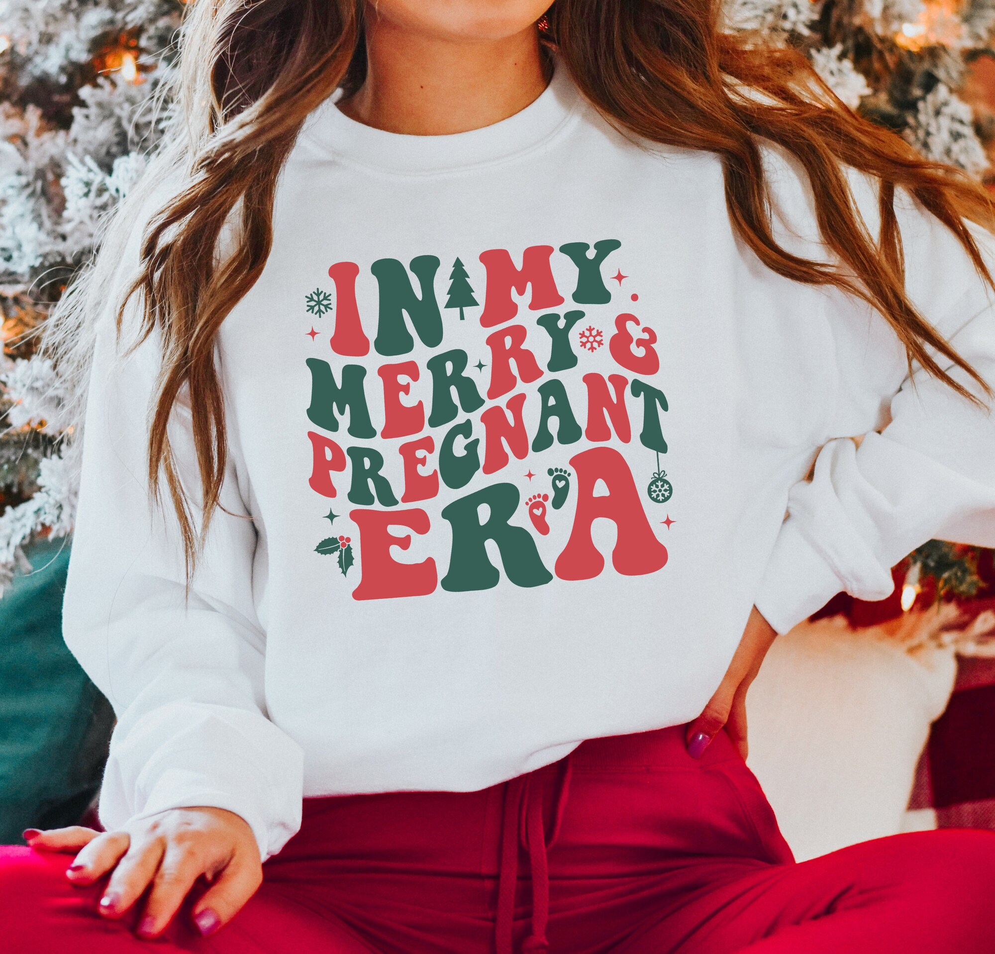 Merry Pregnancy Announcement Sweatshirt Christmas Baby Reveal image 2