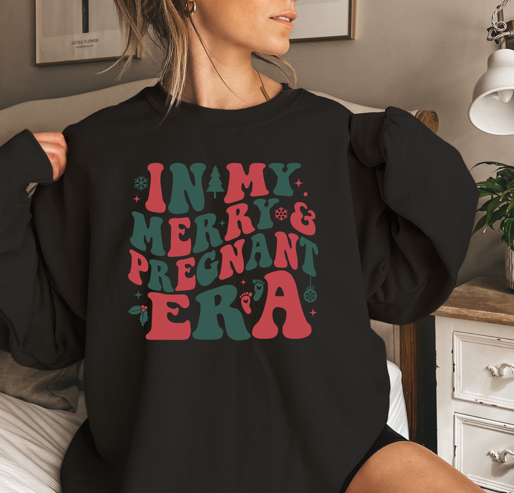 Merry Pregnancy Announcement Sweatshirt Christmas Baby Reveal image 5