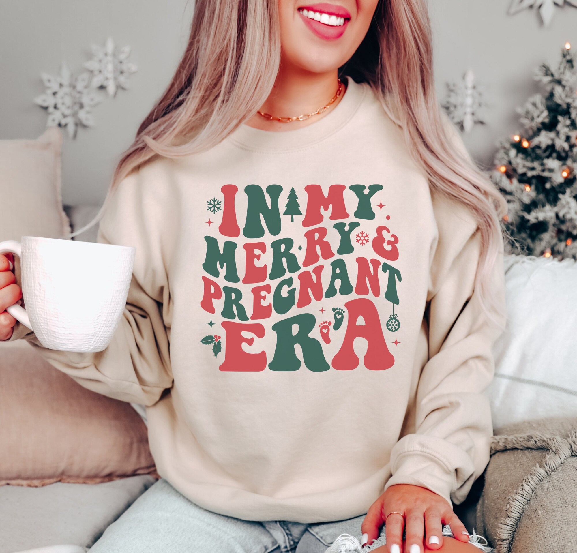 Merry Pregnancy Announcement Sweatshirt Christmas Baby Reveal image 0
