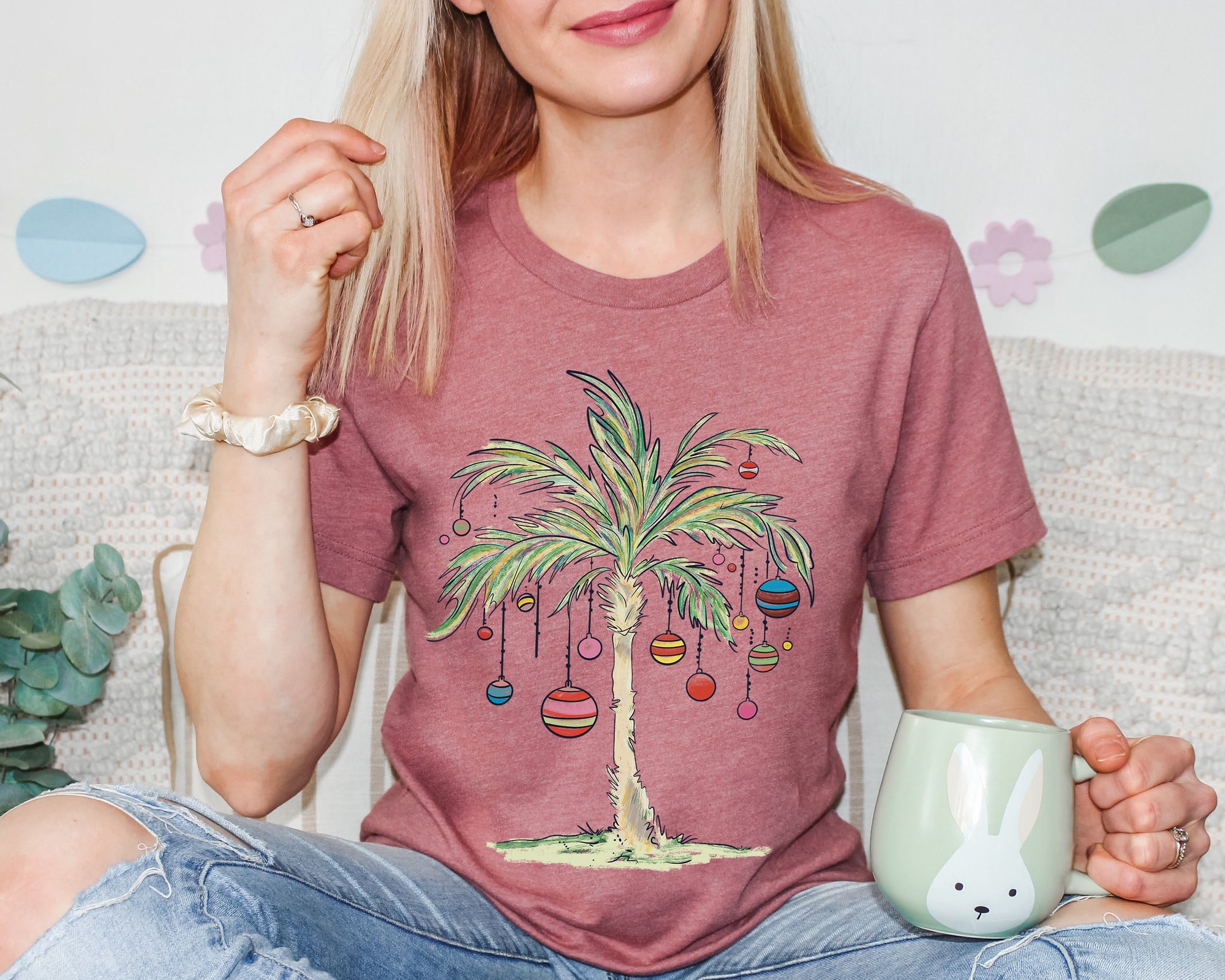 "Tropical Christmas Shirts: Santa Hawaiian & Palm Tree Tees" image 4