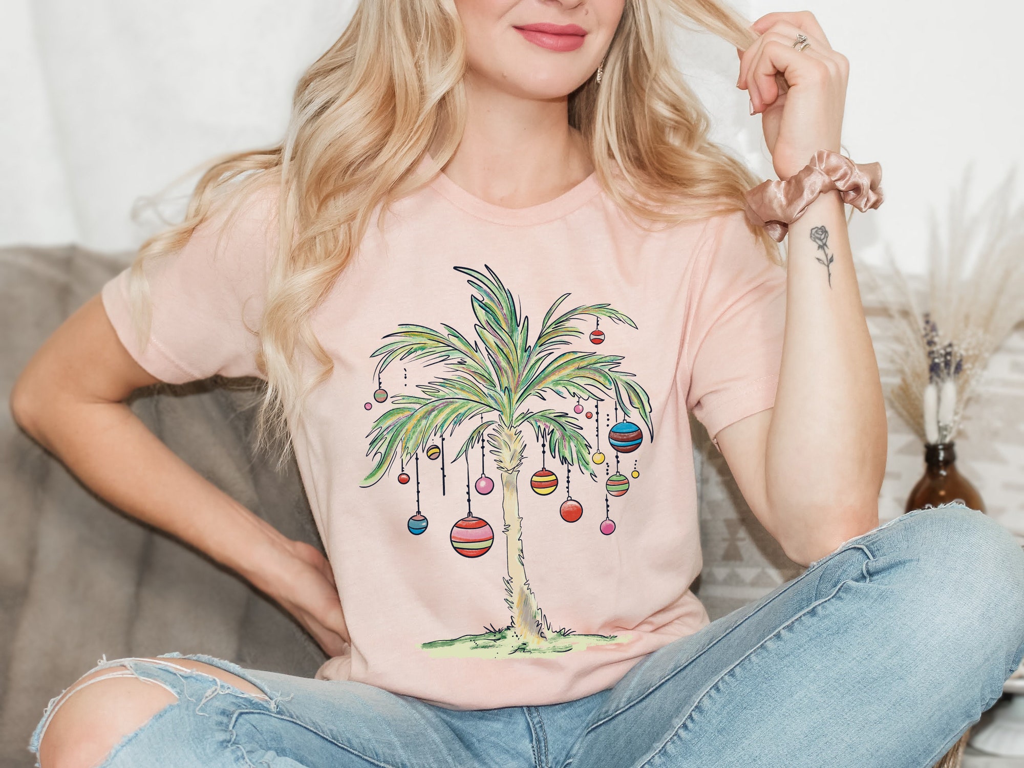 "Tropical Christmas Shirts: Santa Hawaiian & Palm Tree Tees" image 2