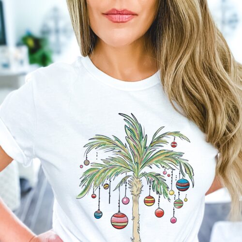 "Tropical Christmas Shirts: Santa Hawaiian & Palm Tree Tees" image 0