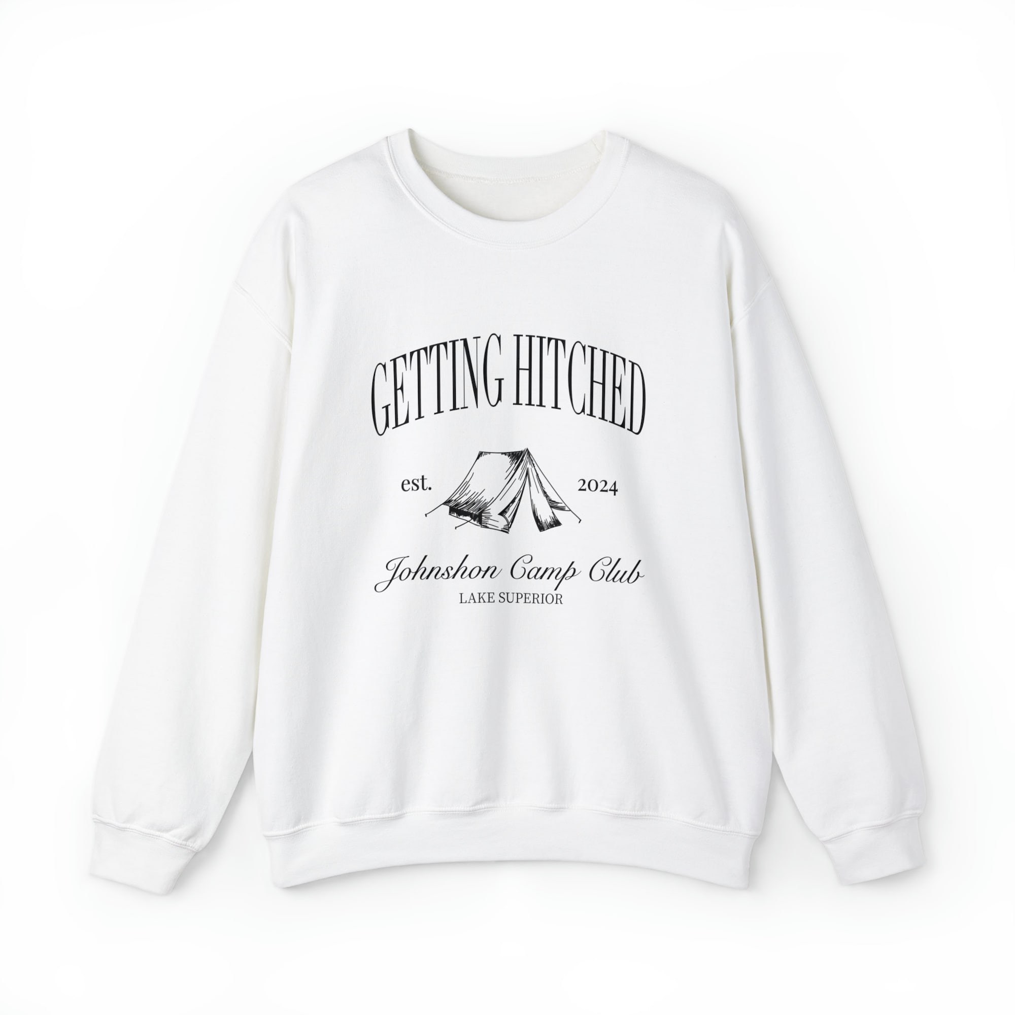 Camp Bachelorette Sweatshirt, Getting Hitched Getting Lit, Personalized Custom Name, Bridal Party Gift, Trendy Hiking Bach, Mountain Camping image 5