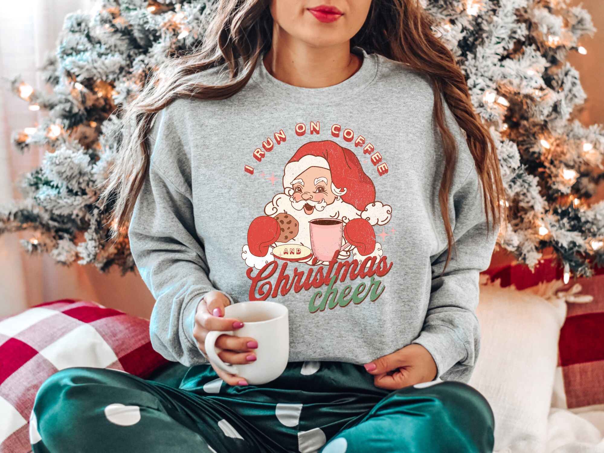 Coffee & Christmas Cheer: Cute Santa Sweatshirt for Coffee Lovers image 1