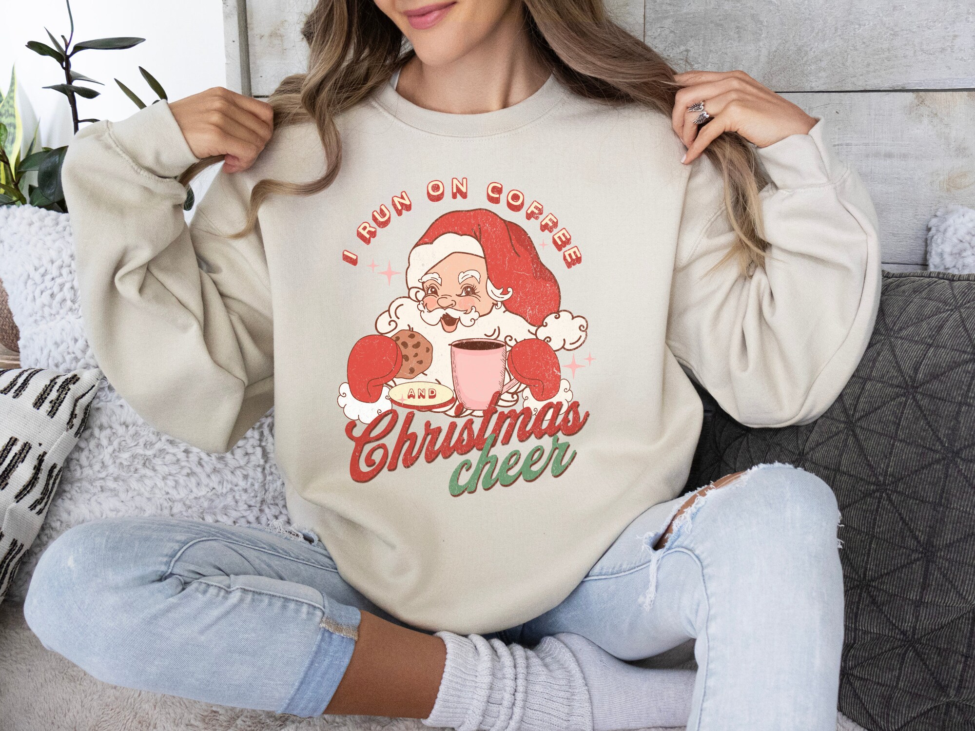 Coffee & Christmas Cheer: Cute Santa Sweatshirt for Coffee Lovers image 6