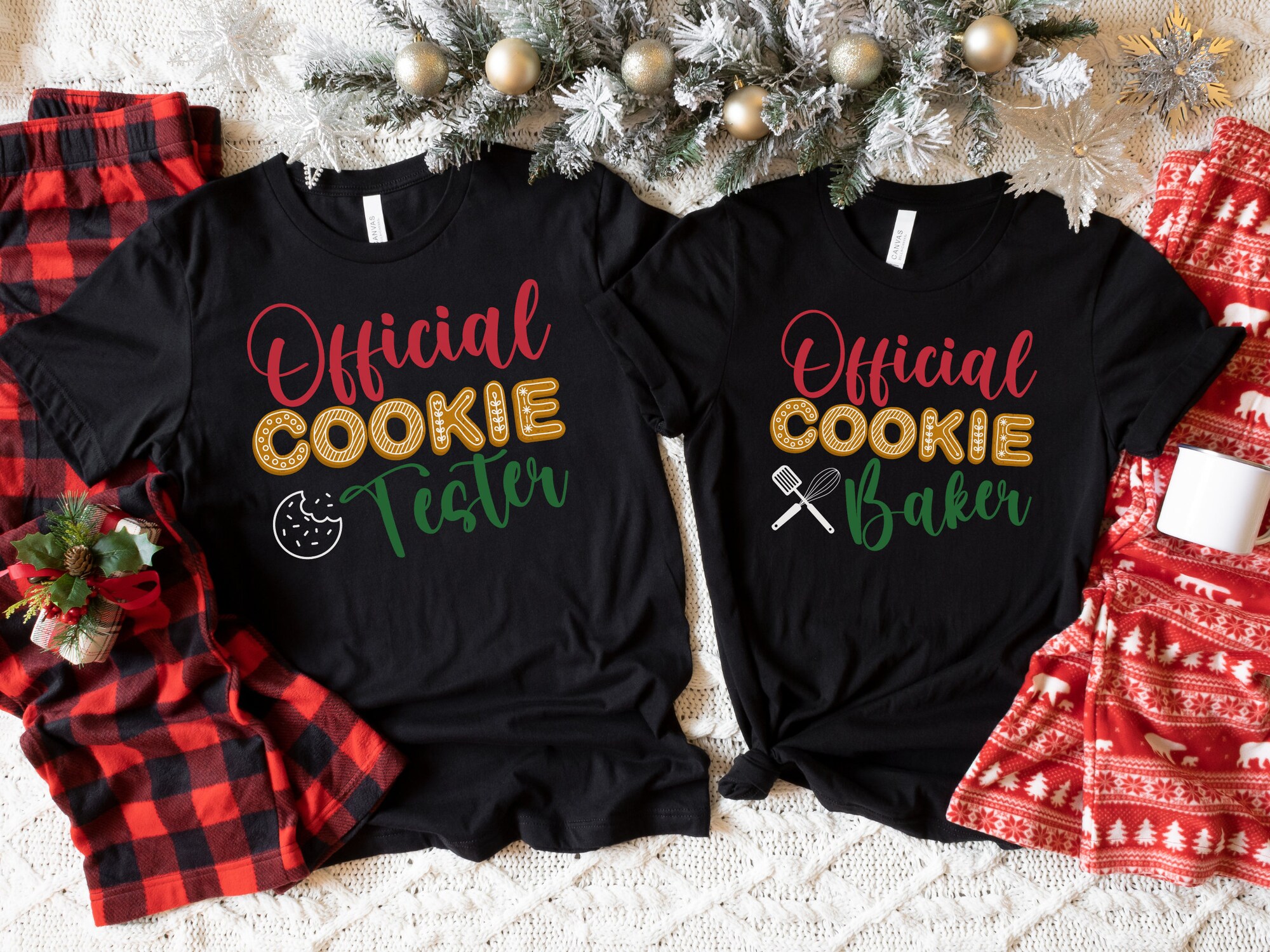 Cookie Baker & Tester Shirts: Matching Christmas Tees for Couples image 1