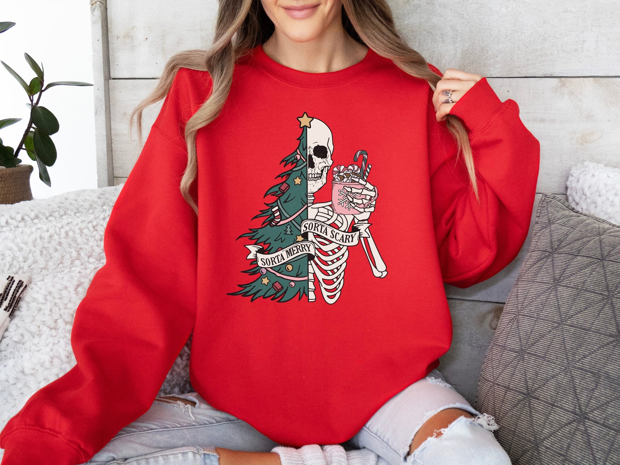 Sorta Merry Sorta Scary Sweatshirt - Funny Christmas Shirt image 3