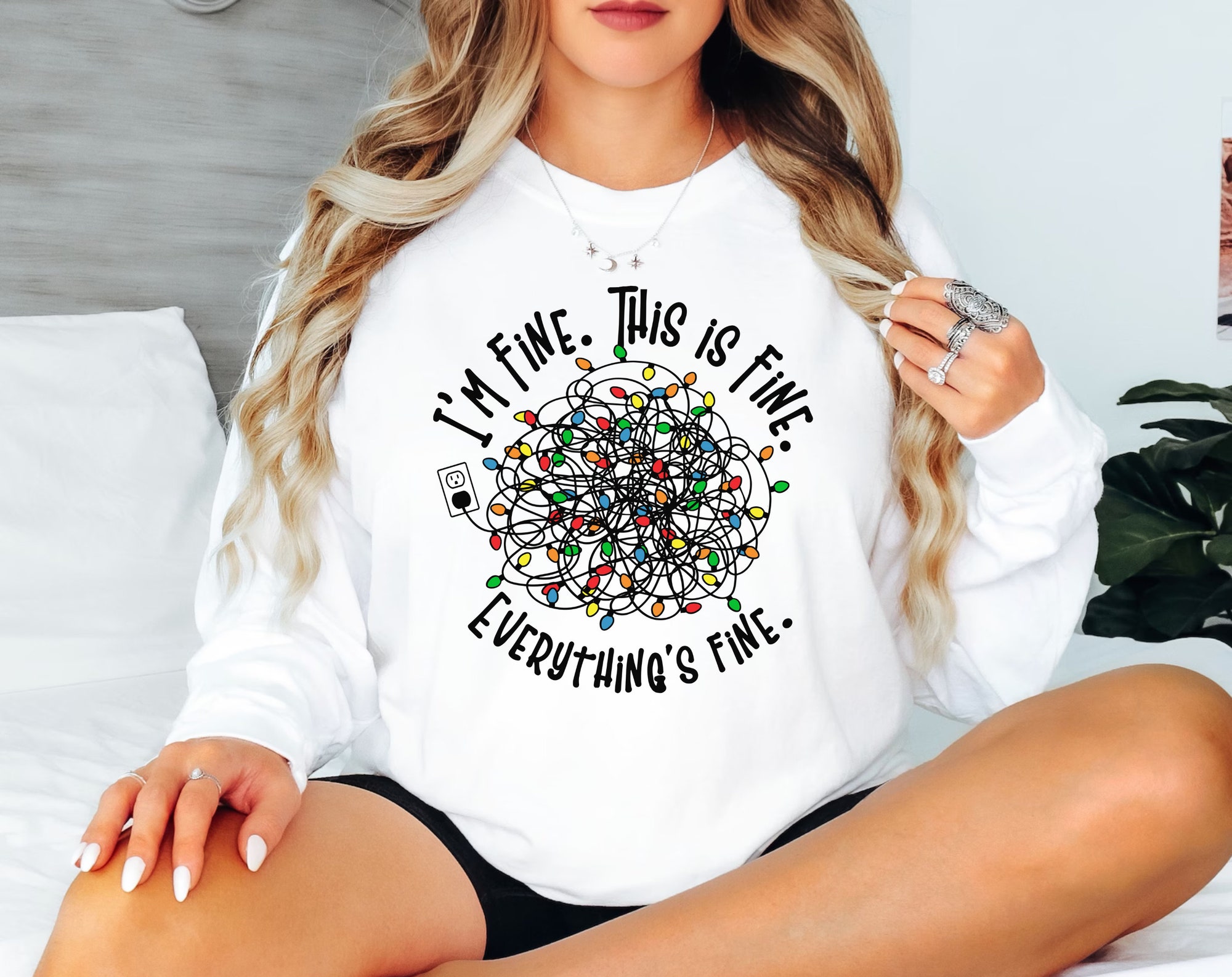 Everything is Fine Christmas T-Shirt - Cute and Funny Designs image 0
