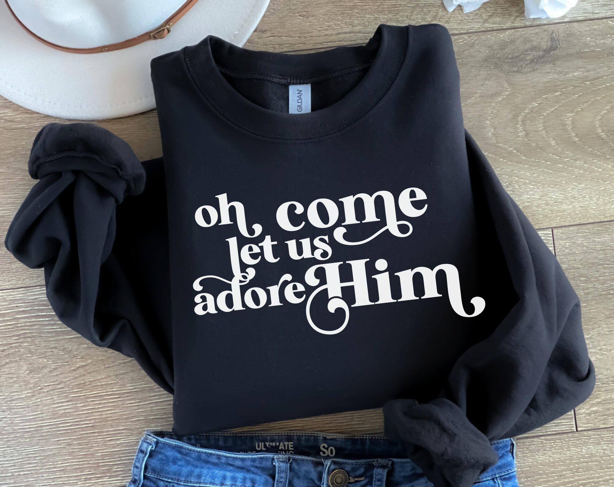 Let Us Adore Him Sweatshirt - Christian Christmas Gifts image 4