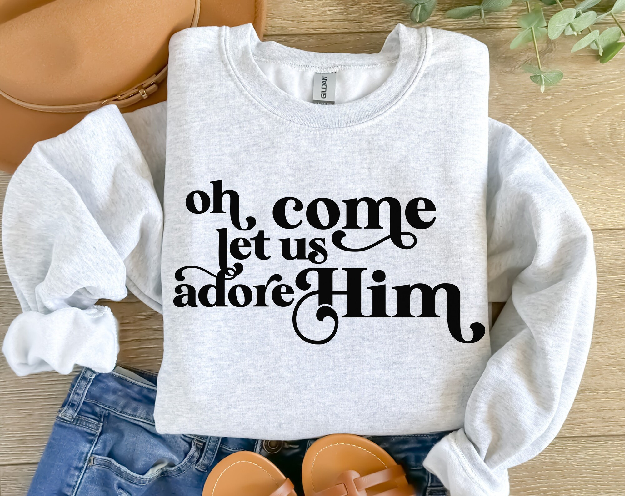 Let Us Adore Him Sweatshirt - Christian Christmas Gifts image 2