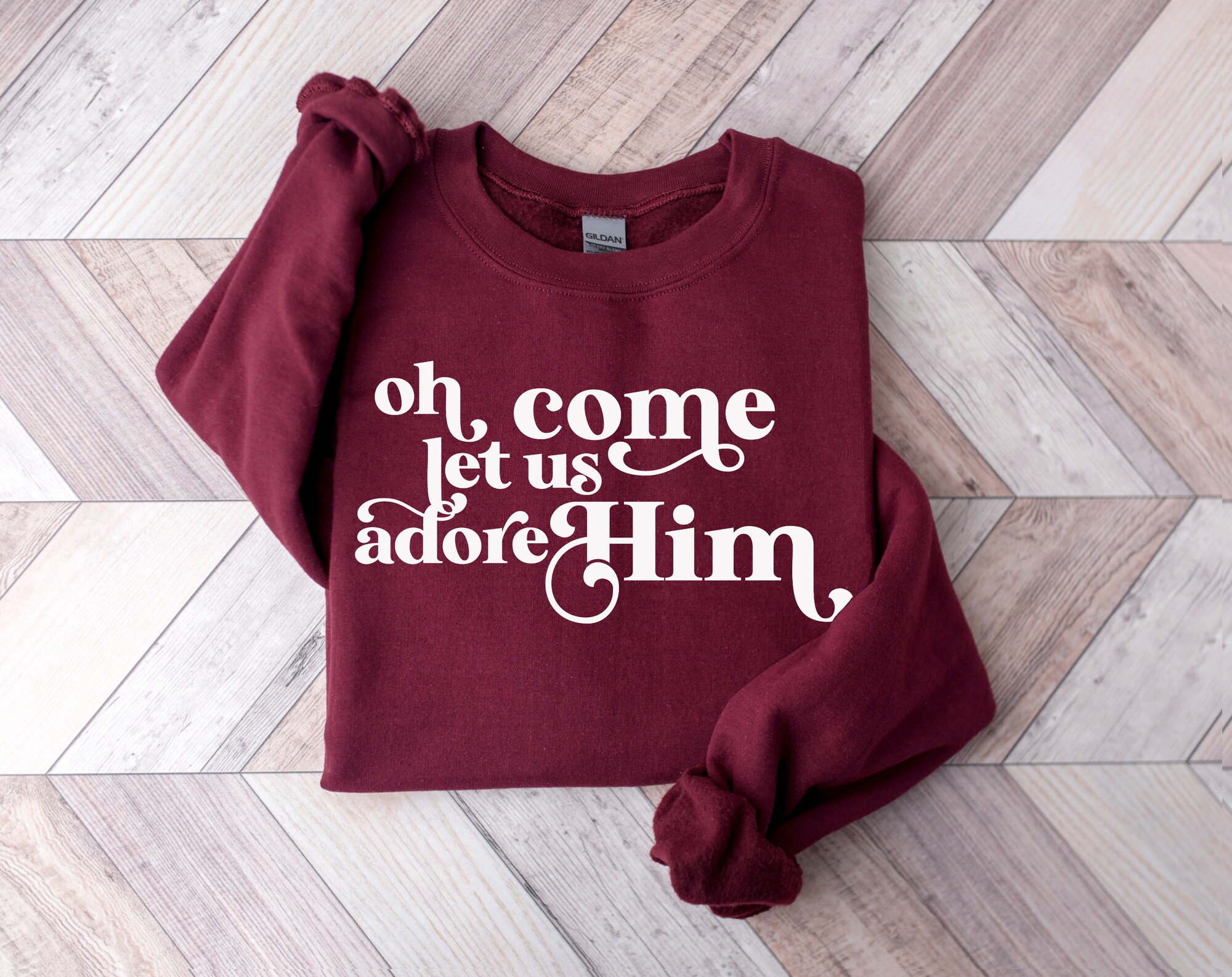 Let Us Adore Him Sweatshirt - Christian Christmas Gifts image 3