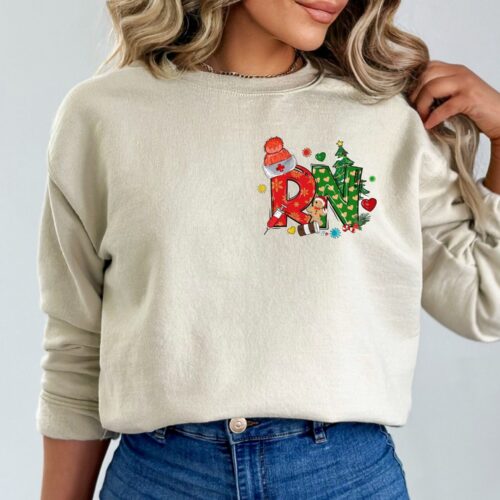 Christmas RN Sweatshirt Nurse Holiday Shirt RN Apparel - Celebrate in Style! image 0