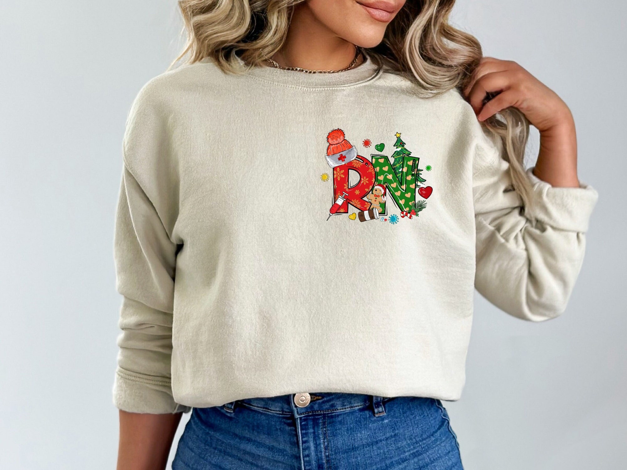 Christmas RN Sweatshirt Nurse Holiday Shirt RN Apparel - Celebrate in Style! image 0