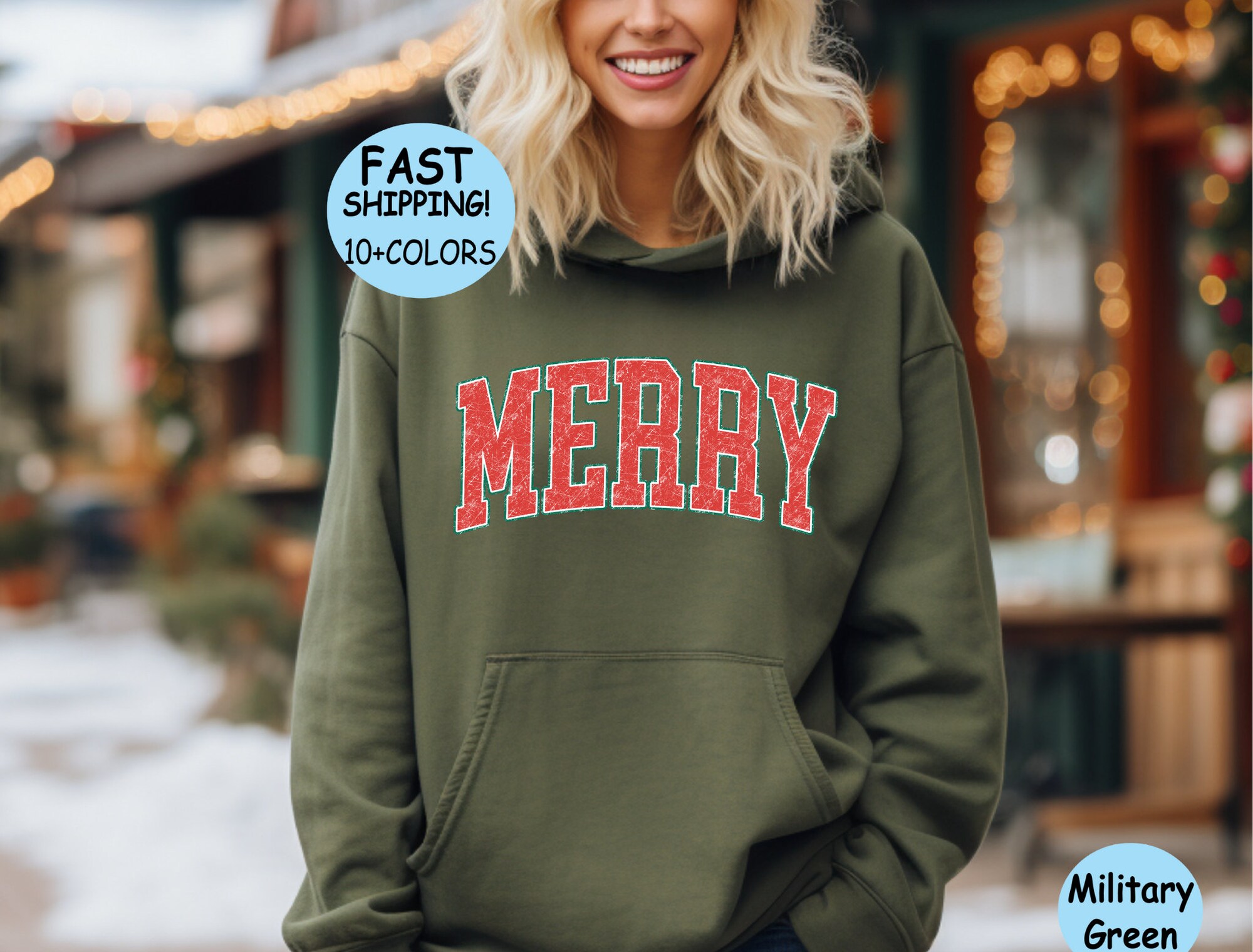 Retro Merry Sweater Christmas Hoodie Xmas Women Shirt image 8