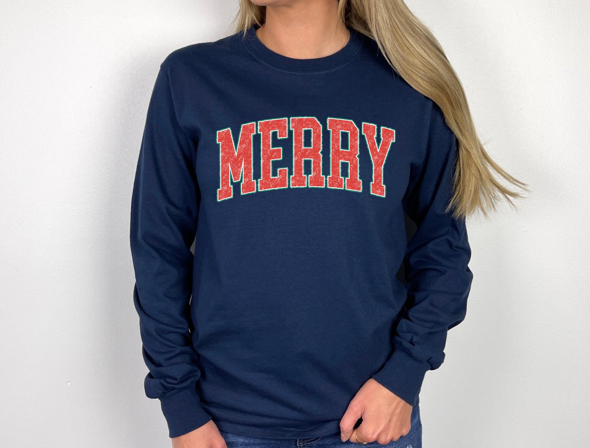 Retro Merry Sweater Christmas Hoodie Xmas Women Shirt image 0
