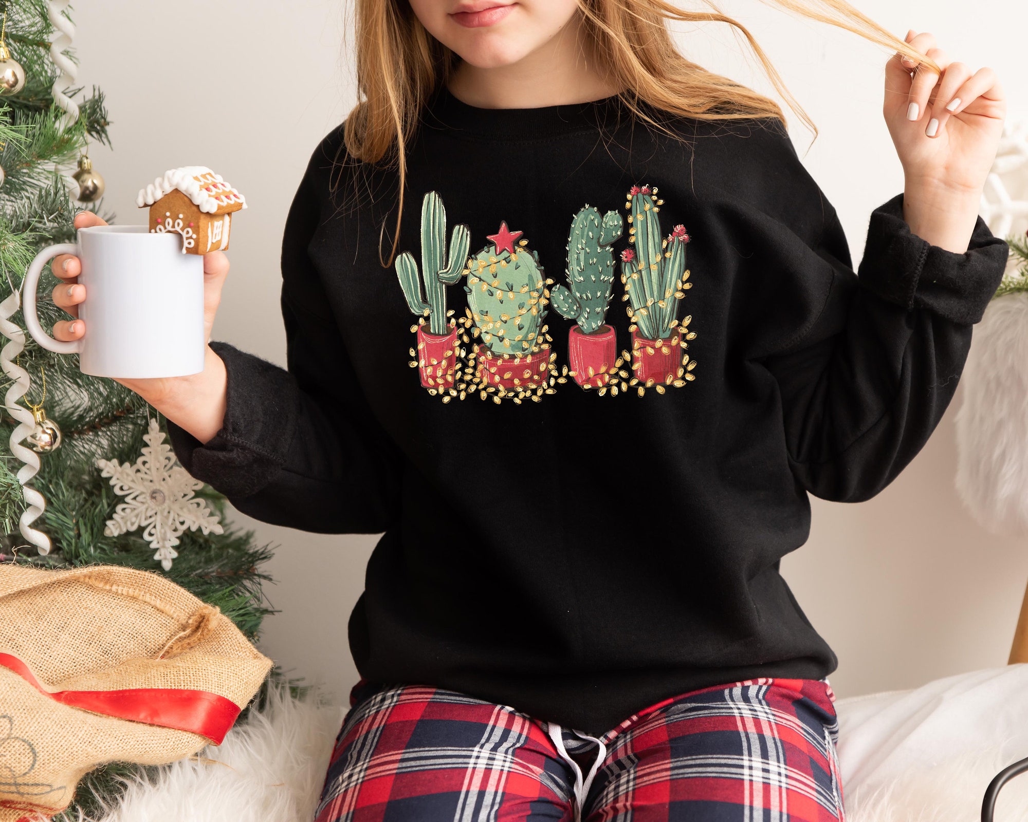 Christmas Cactus Shirt: Cowboy Theme Southern Style Sweatshirt & Gifts image 1