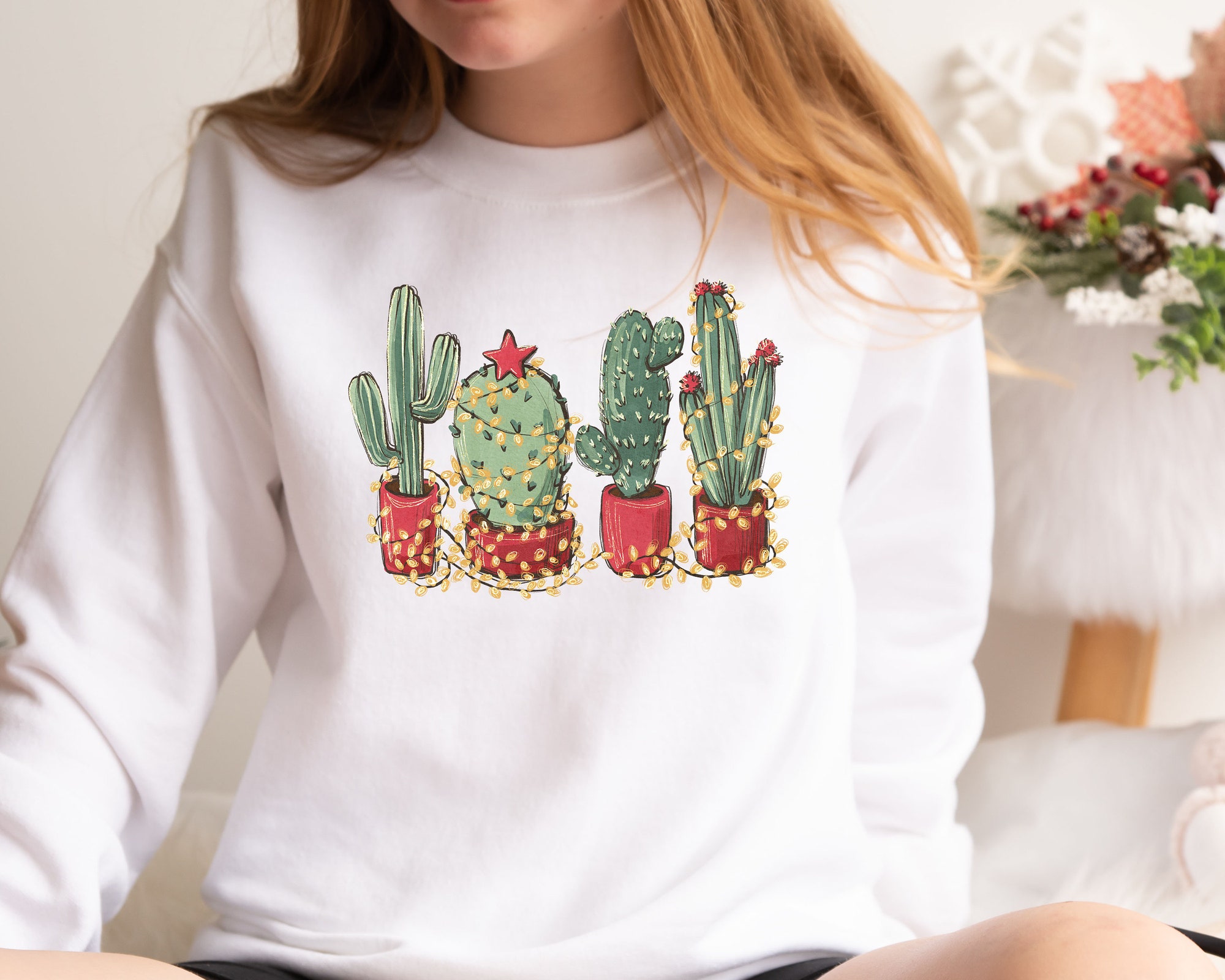 Christmas Cactus Shirt: Cowboy Theme Southern Style Sweatshirt & Gifts image 3