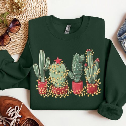 Christmas Cactus Shirt: Cowboy Theme Southern Style Sweatshirt & Gifts image 0