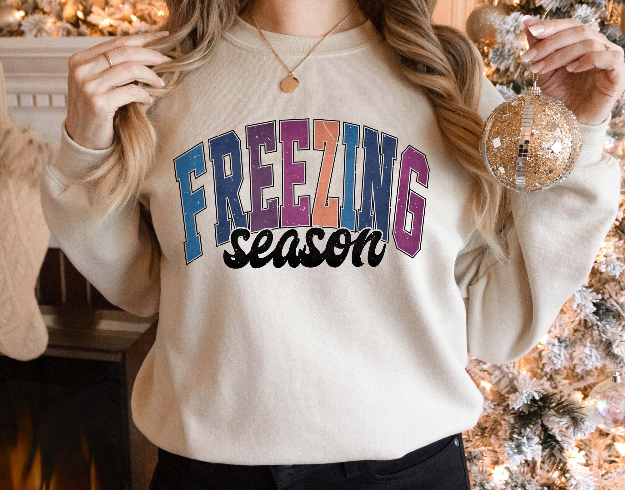 Freezin' Season Shirt | Winter and Christmas Tee Merry Christmas Gift image 1