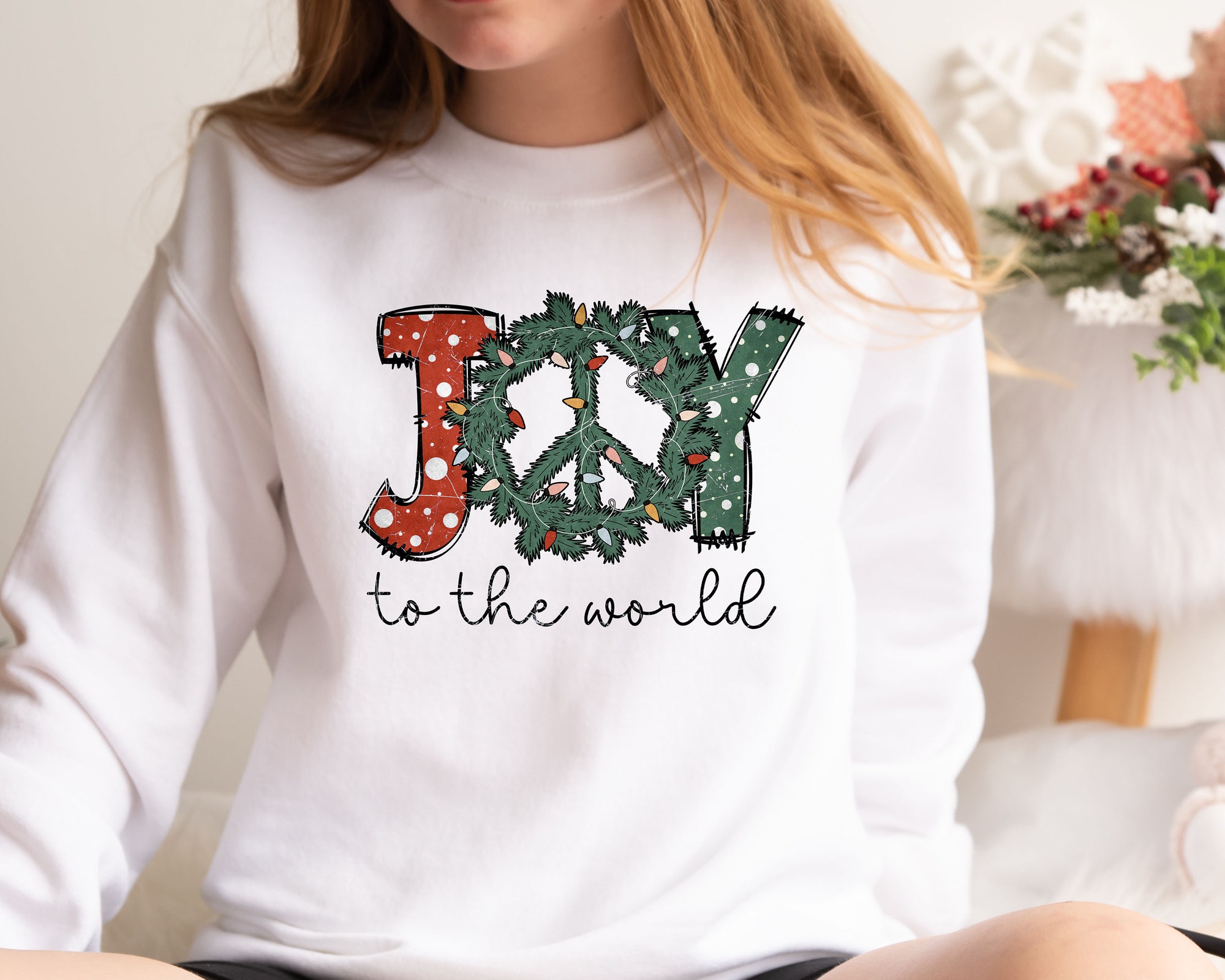 Joy to the World Sweatshirts: Christmas Gift Peace Women's Holiday Tee image 4