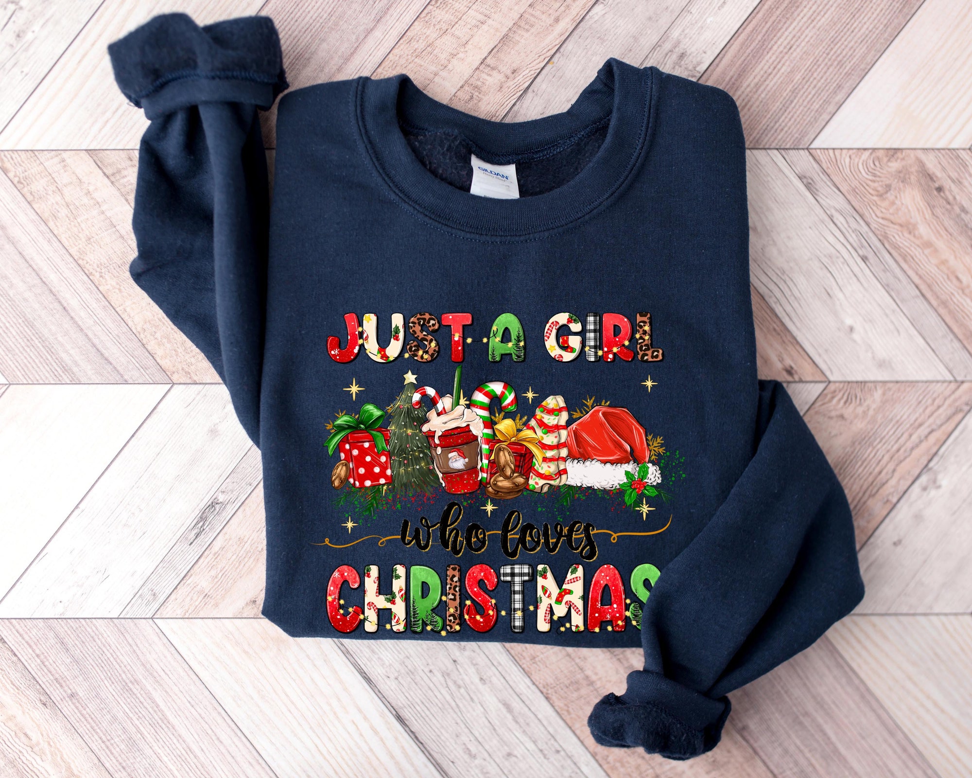 Just A Girl Who Loves Christmas Sweatshirt: Tis The Season Holiday Gift image 2