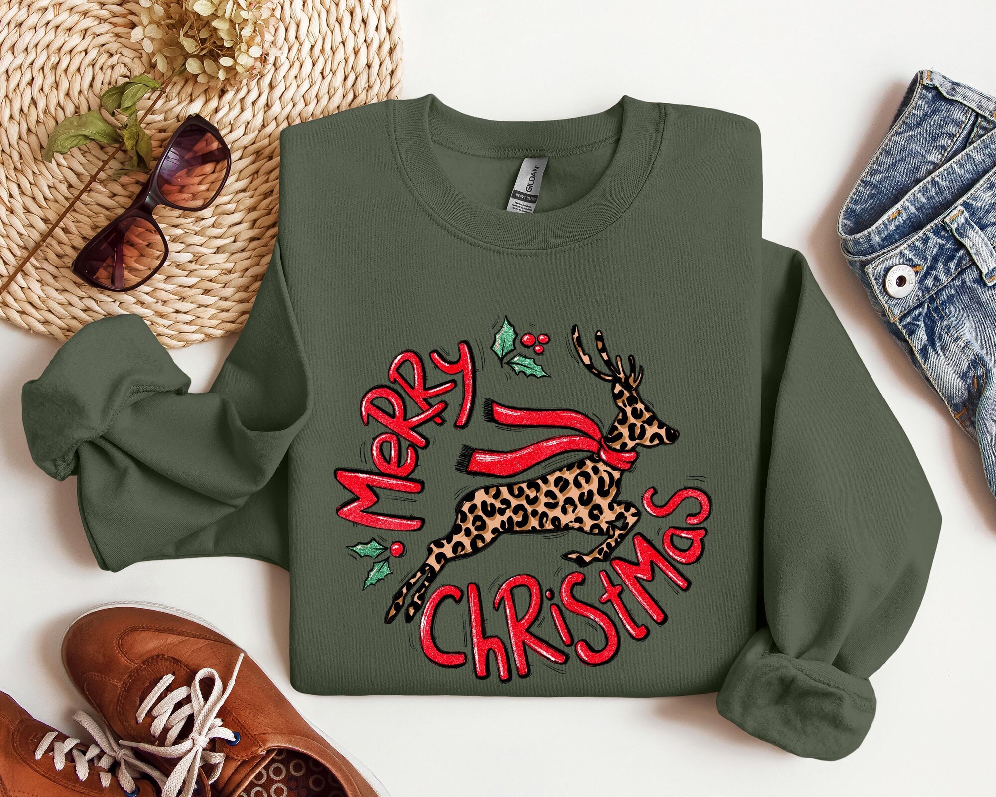 Merry Christmas Reindeer Shirt | Dance Like Frosty Shine like Rudolph Tee image 0