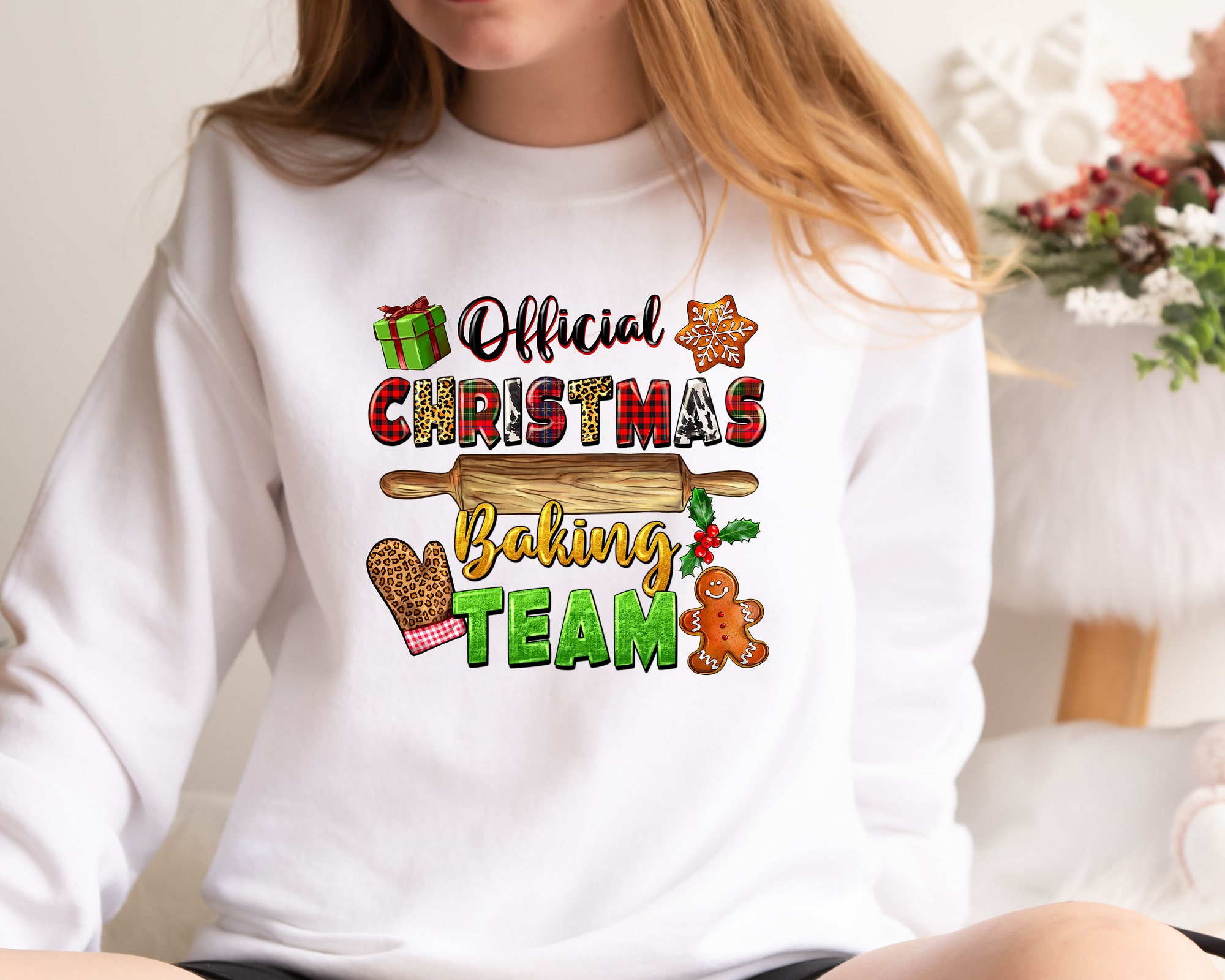 Christmas Baking Team Sweatshirt: Bright Spirits Family Matching Tee image 3