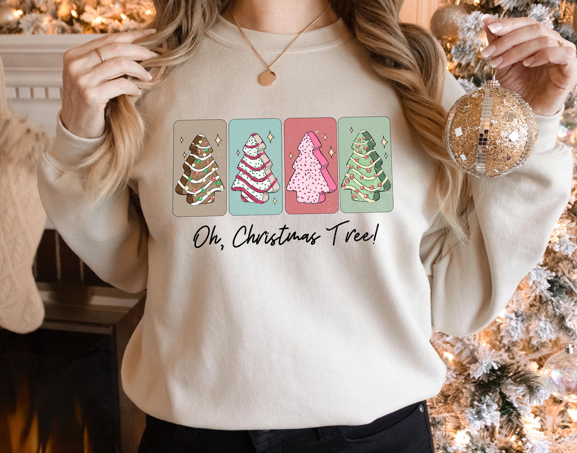 Oh Christmas Tree Sweatshirt | Cake Crewneck & Funny Xmas Tee image 2