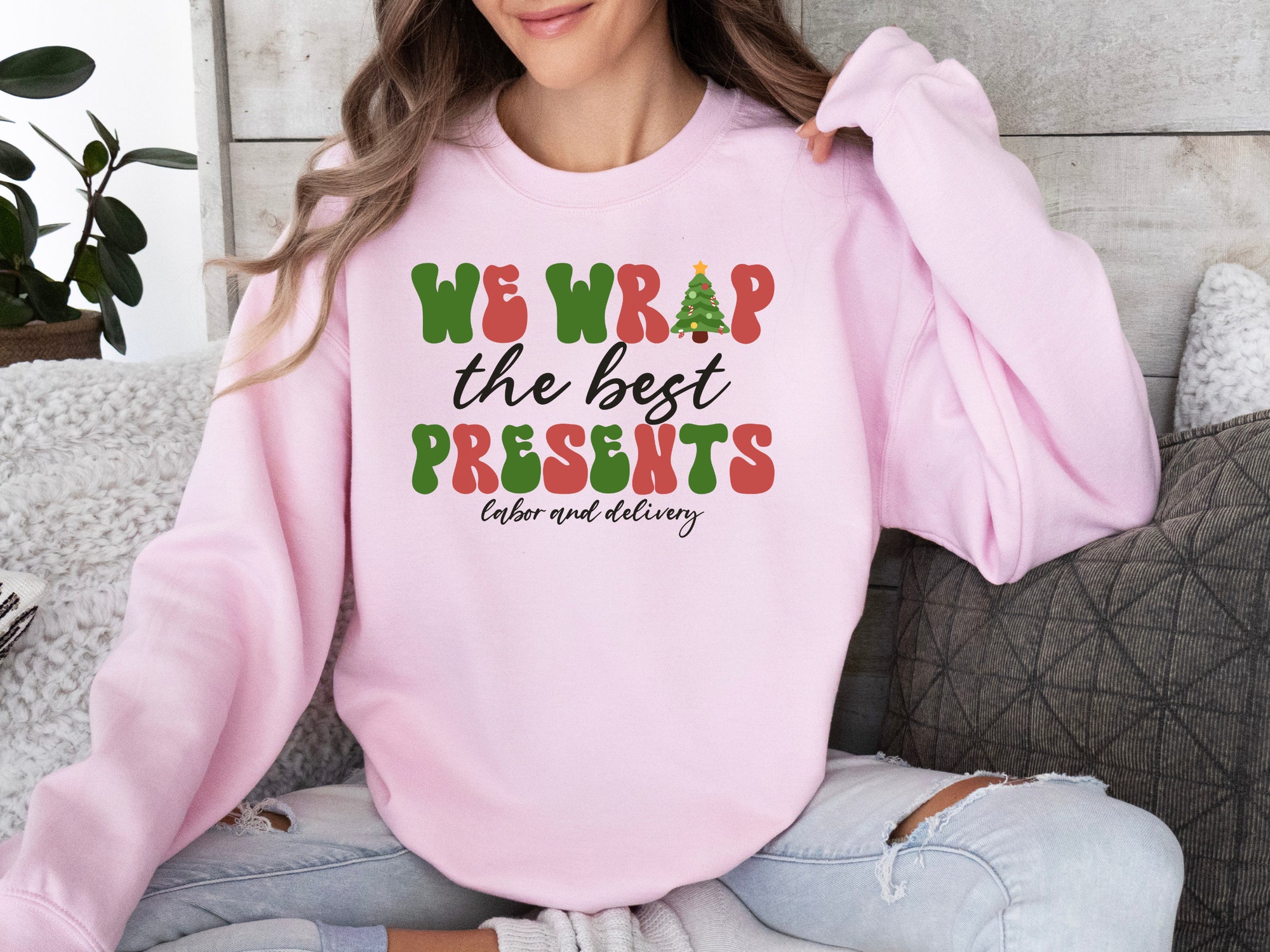 Labor And Delivery Nurse Christmas Sweatshirt - Holiday Gift OB Nurse Tee image 4