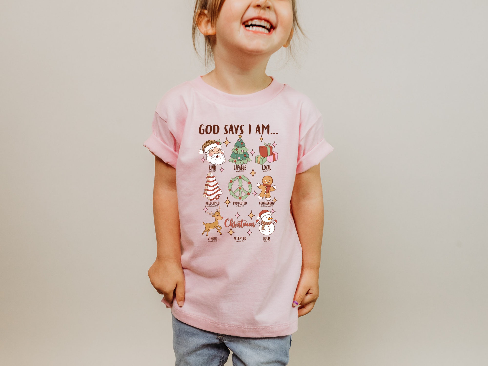 God Says I am Tee - Christmas Kids Shirt Gift for Kids Christian Jesus Shirt" image 2