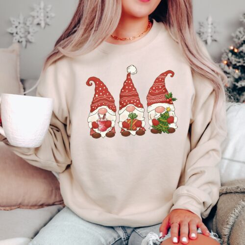 "Christmas Gnomes Sweatshirt - Cute Gnomies Merry Holiday Tee" image 0