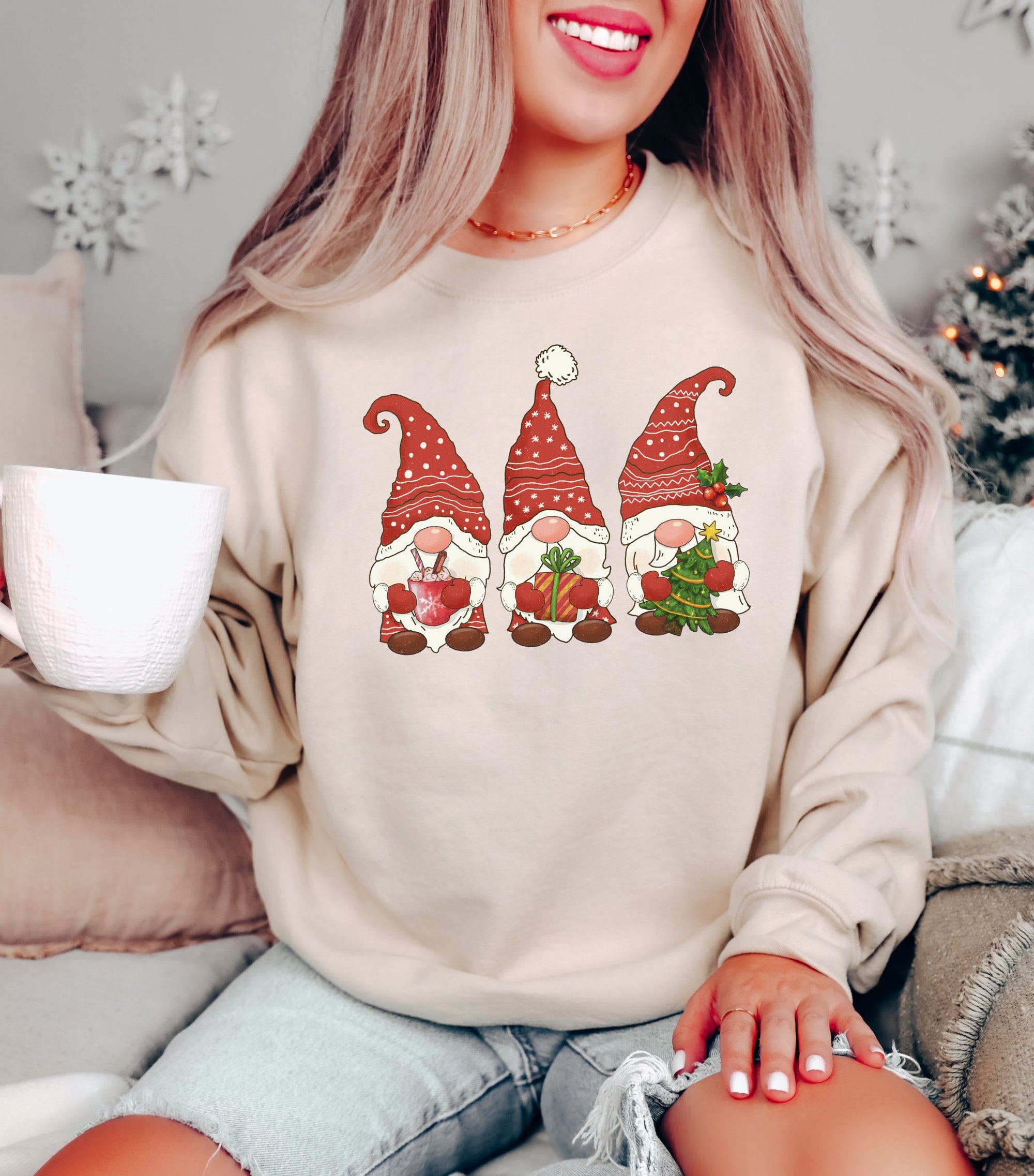 "Christmas Gnomes Sweatshirt - Cute Gnomies Merry Holiday Tee" image 0