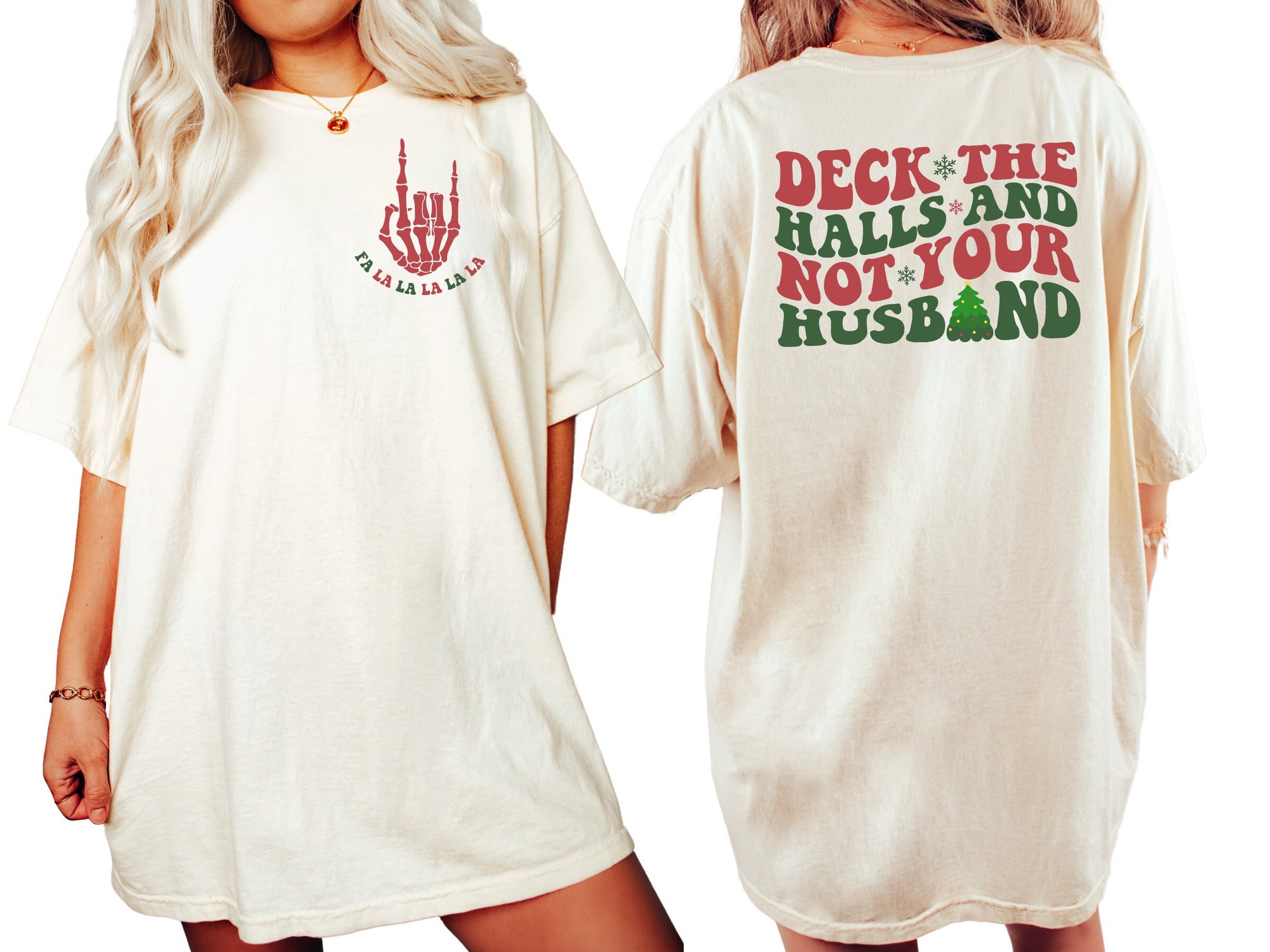 "Deck The Halls Not Your Husband Shirt - Christmas Wife Mrs Claus" image 1