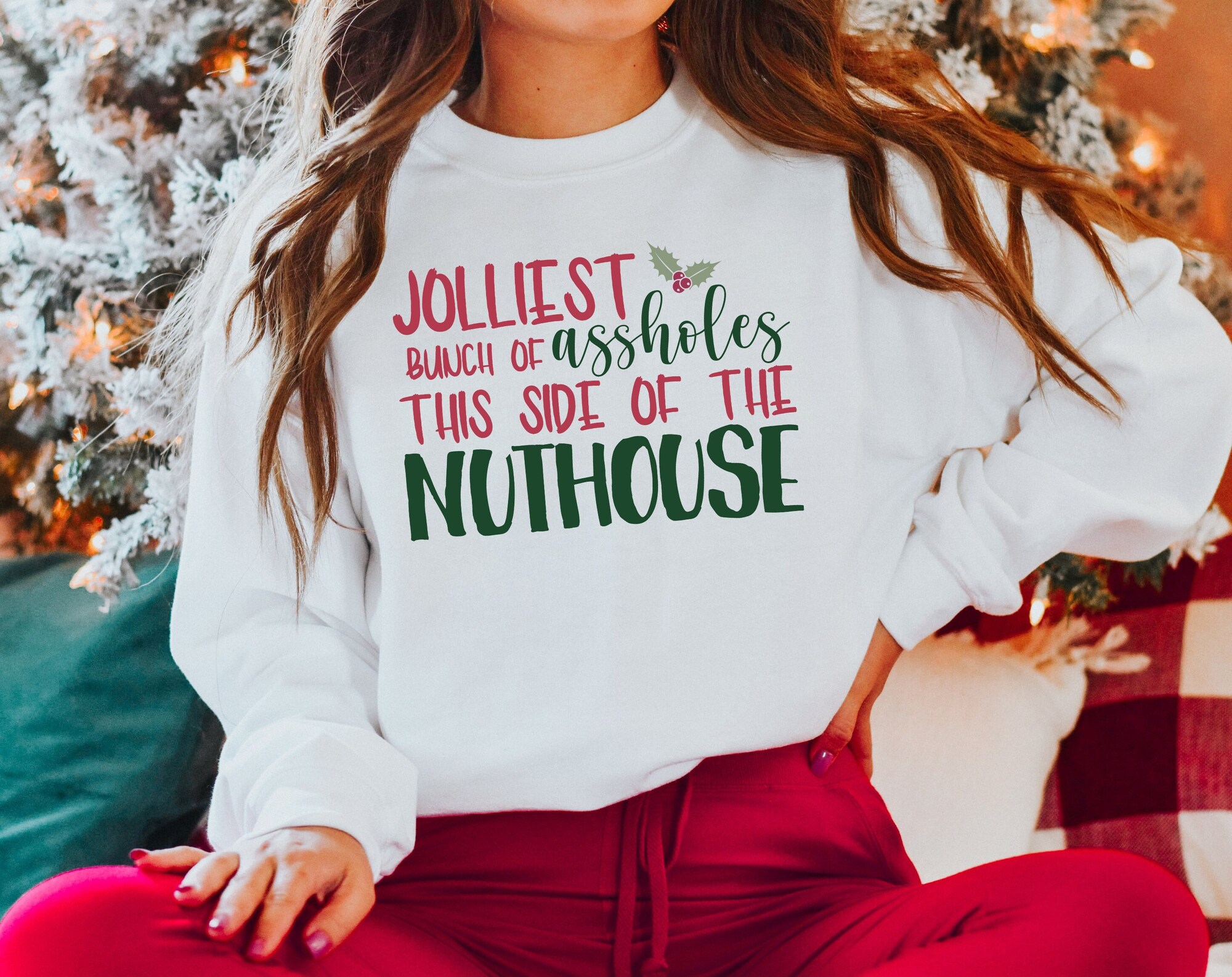 Jolliest Bunch of Assholes Sweatshirt - Funny Christmas Vacation Shirt image 1