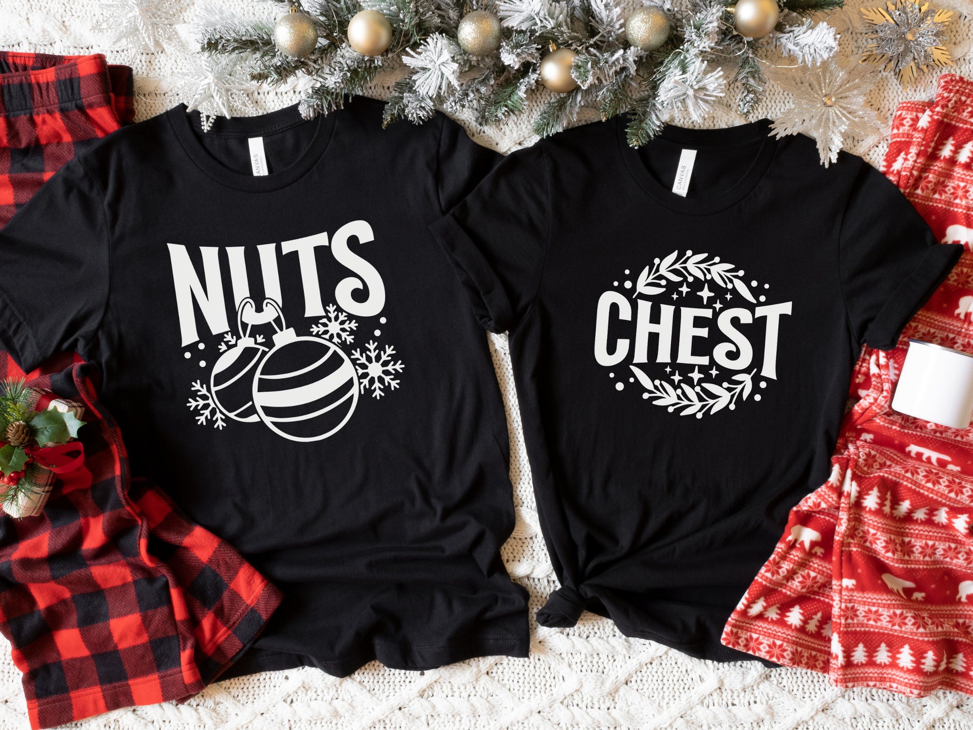 Chest Nuts Couples Matching Christmas Shirts: Funny Holiday Wear image 1